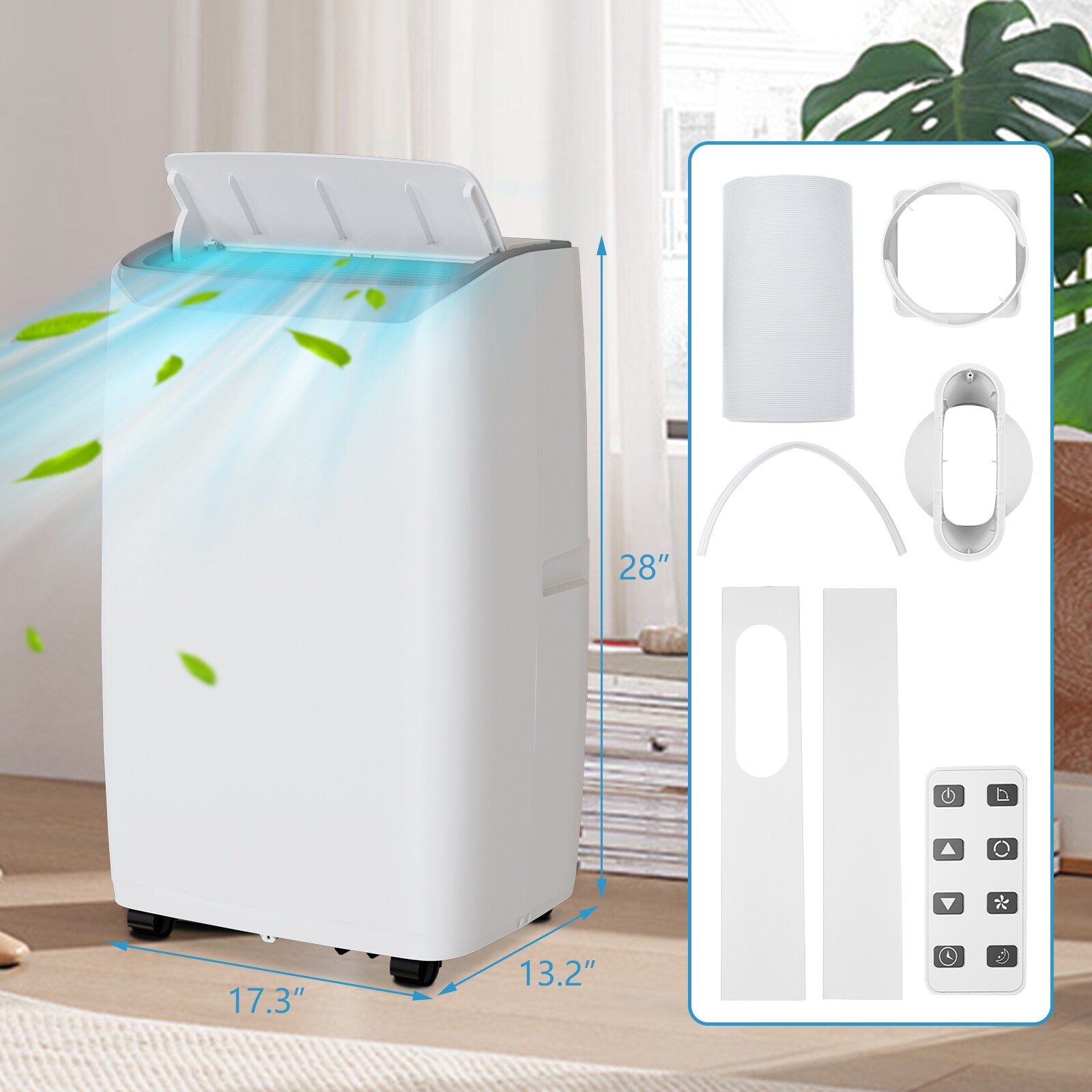 Assile 14000 BTU Portable Air Conditioner 3 in 1 Floor AC Cooling Dehumidifier Fan Modes Fast Cooling 24H Timer Sleep Mode Auto Swing Remote For Rooms Up to 750 Sq Ft Sansujyuku sansujyuku.com