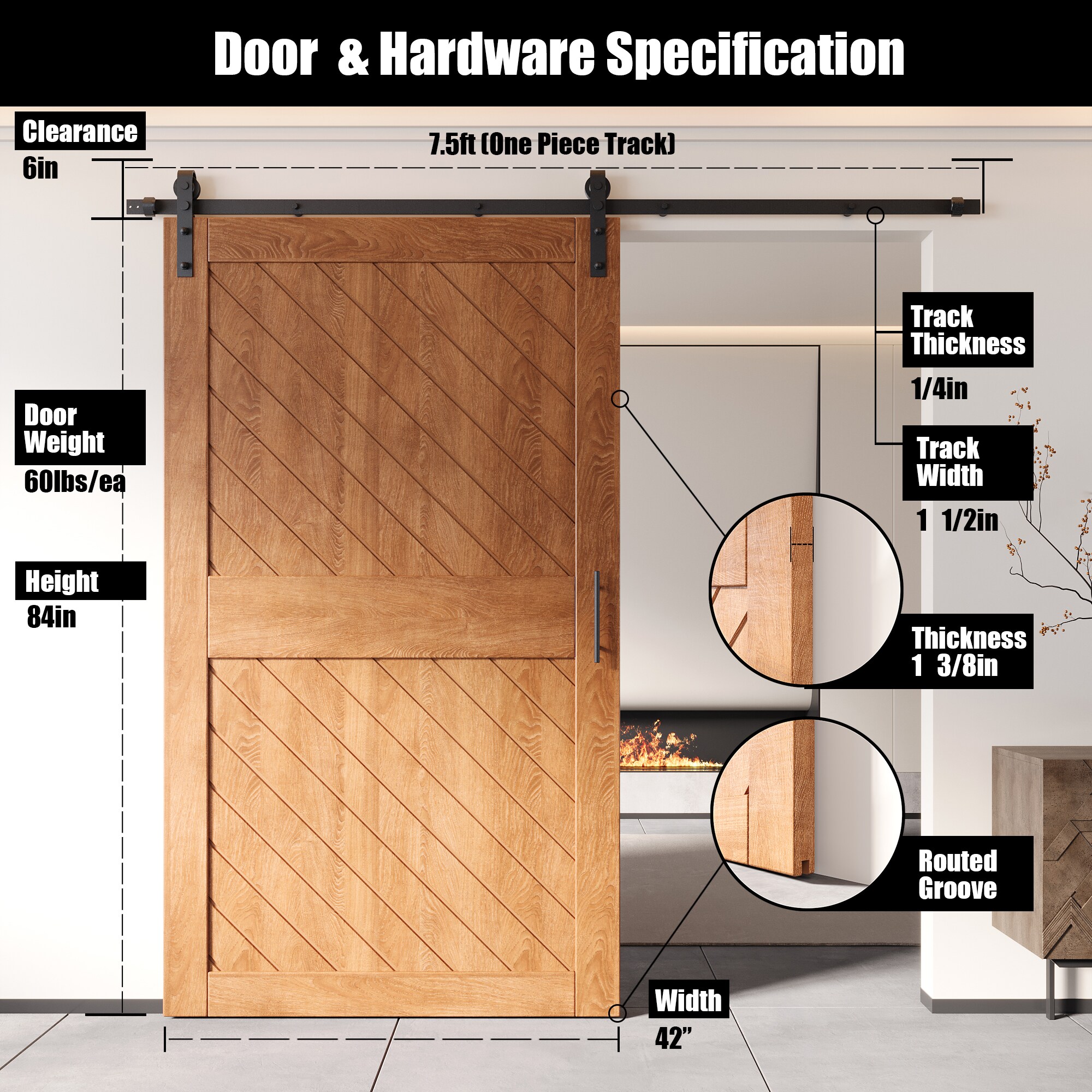 HOMACER YT1H090C-XT2-4284-EA Barn-Doors - View #2