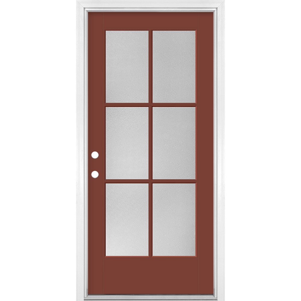 Masonite 1524338 36-in x 80-in x 4-9/16-in Fiberglass Full lite Right-hand inswing Fox Tail Painted Prehung Front Door with Brickmould Insulating core