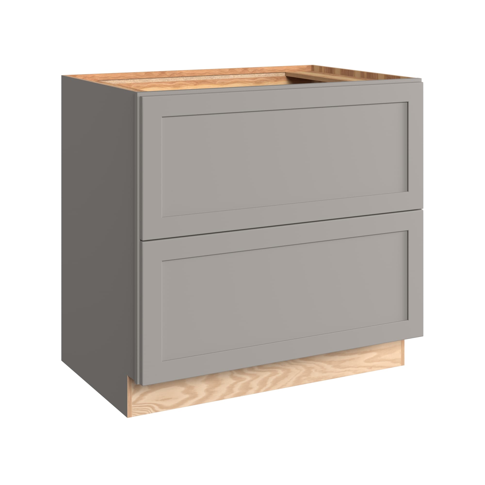 KraftMaid Momentum BPPS36.2G81 Deveron 36-in W x 34.5-in H x 24-in D Pebble Grey 2 -Drawers Drawer Base Fully assembled Plywood Cabinet (Recessed Panel Shaker)