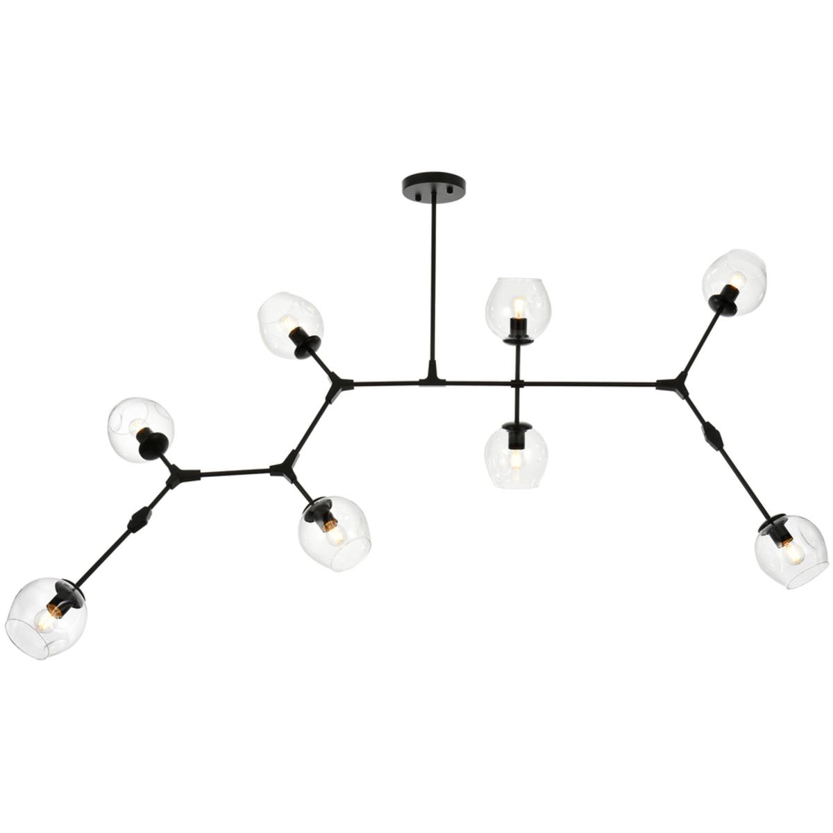 Elegant Lighting 2712541 1712G74BK Cavoli 8 Light 32 inch Black Chandelier Ceiling Light