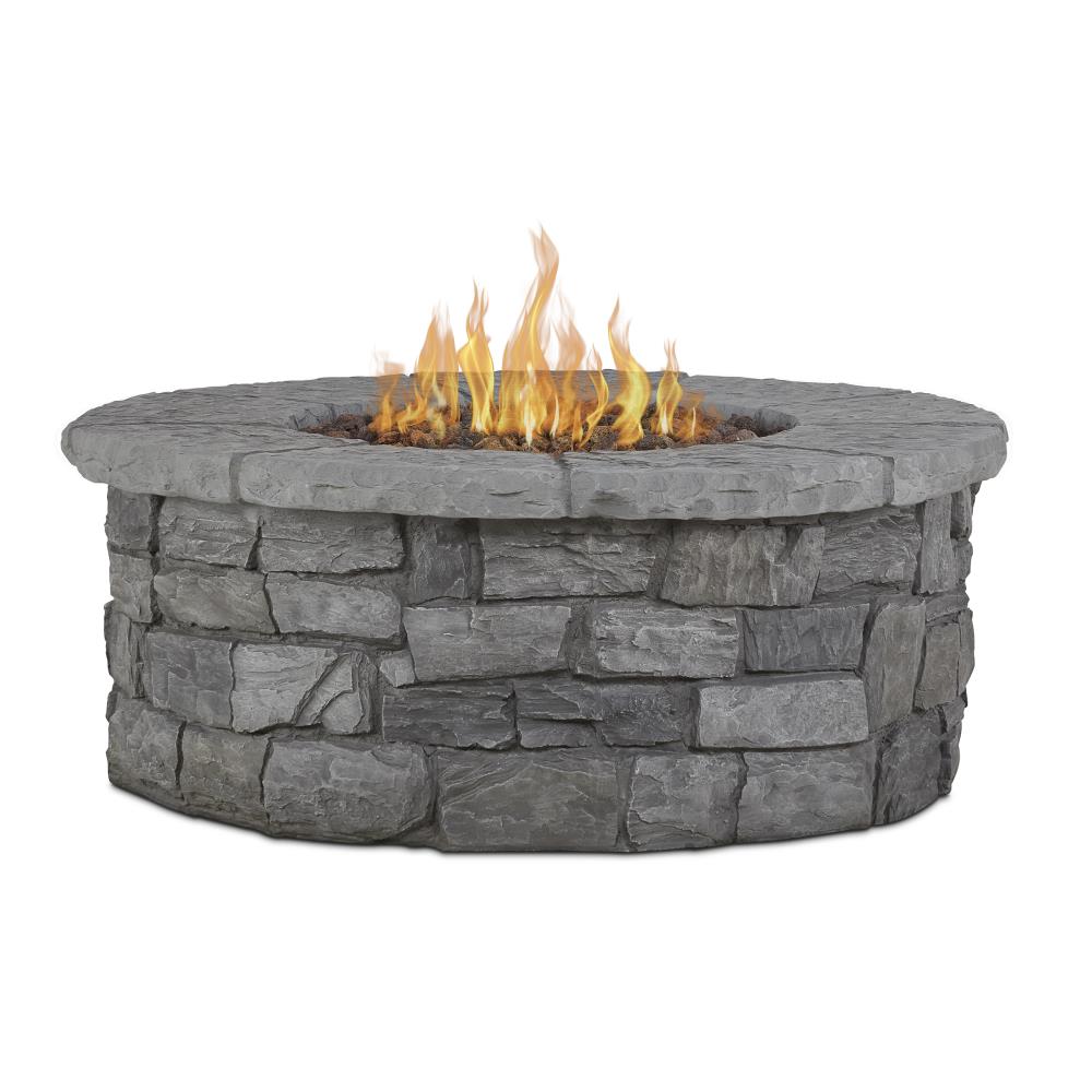 Real Flame Sedona 43 In W 65000 Btu Gray Portable Composite Propane Gas Fire Pit Table At Lowes Com