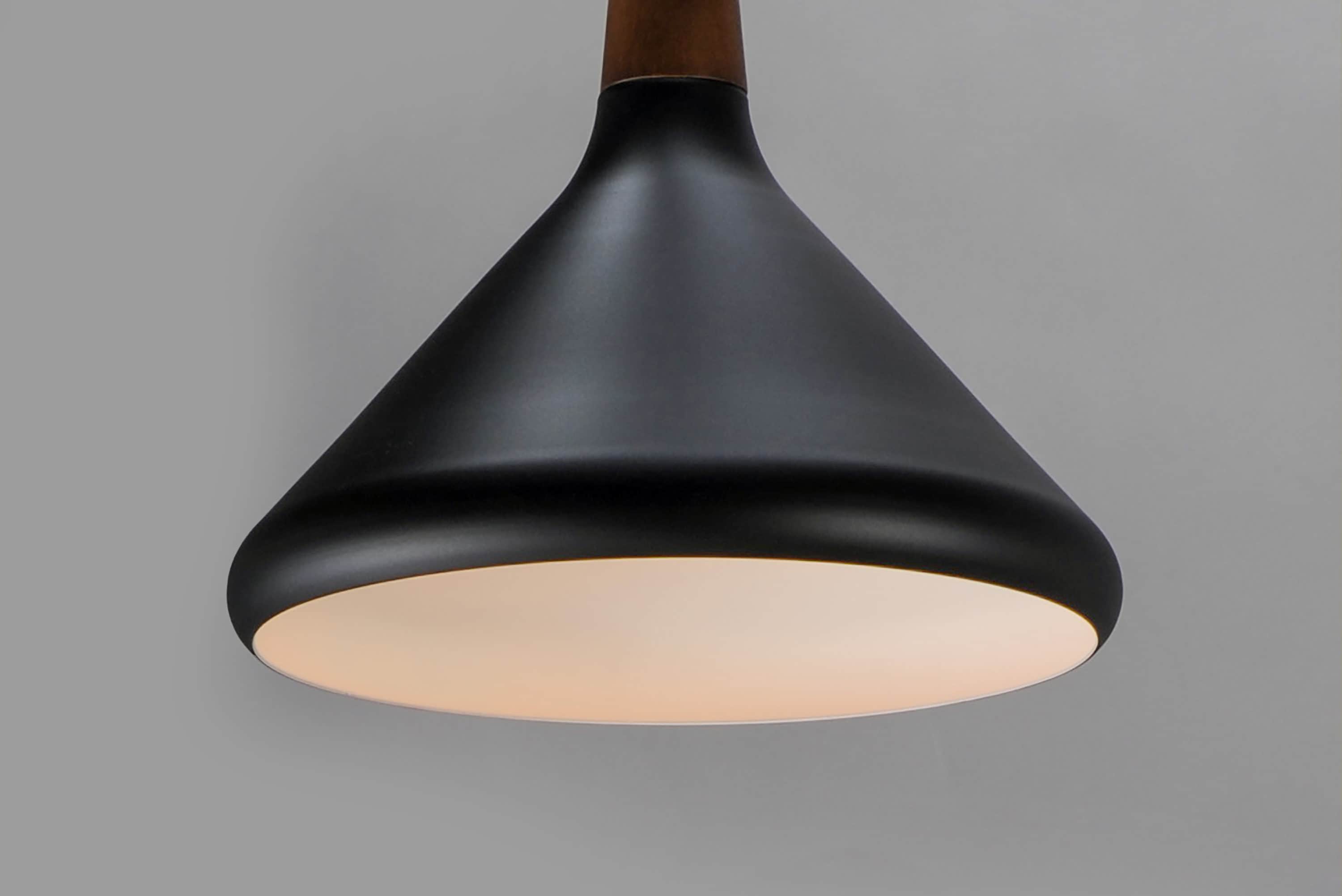 Nordic 7-Inch Walnut and Black Aluminum Pendant Light