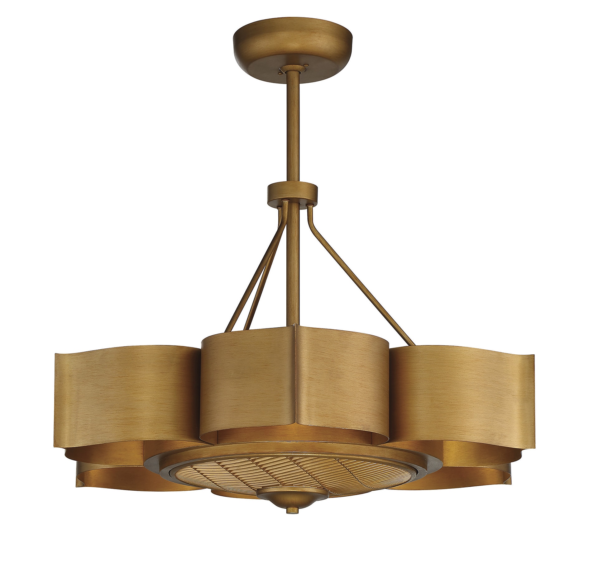 Stockholm Gold Patina 6-Light Chandelier with Concealed Fan