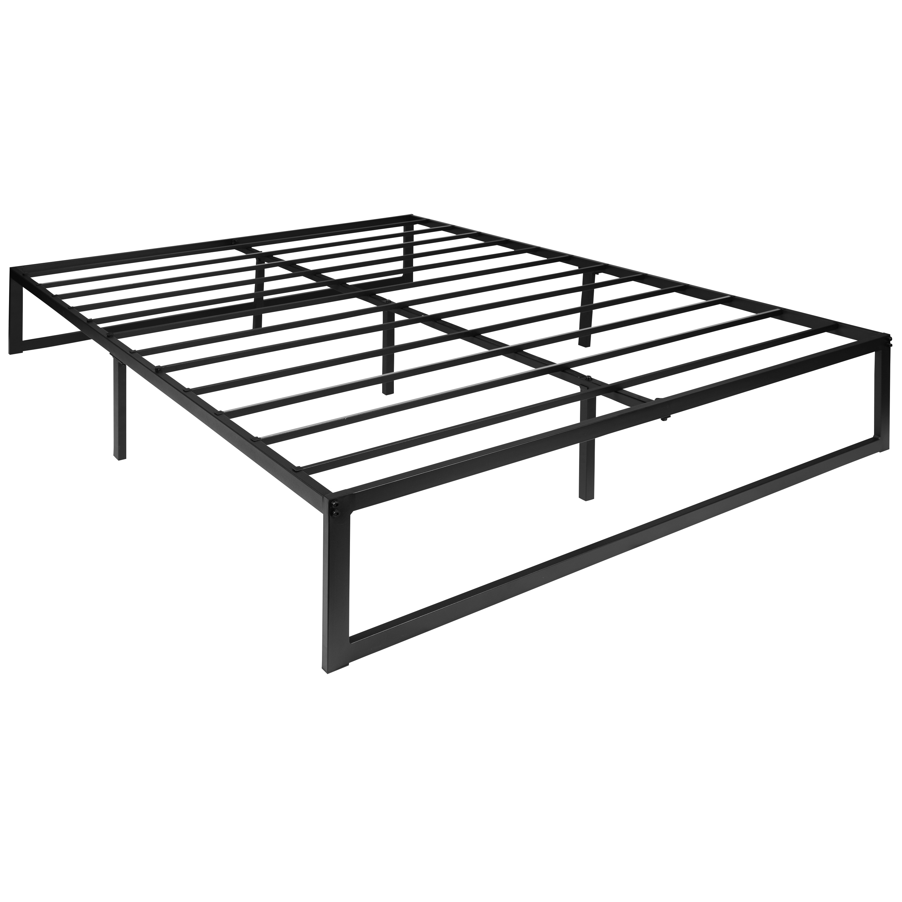 18in Queen Metal Bed Frame Platform Heavy Duty Support No Box Spring Needed