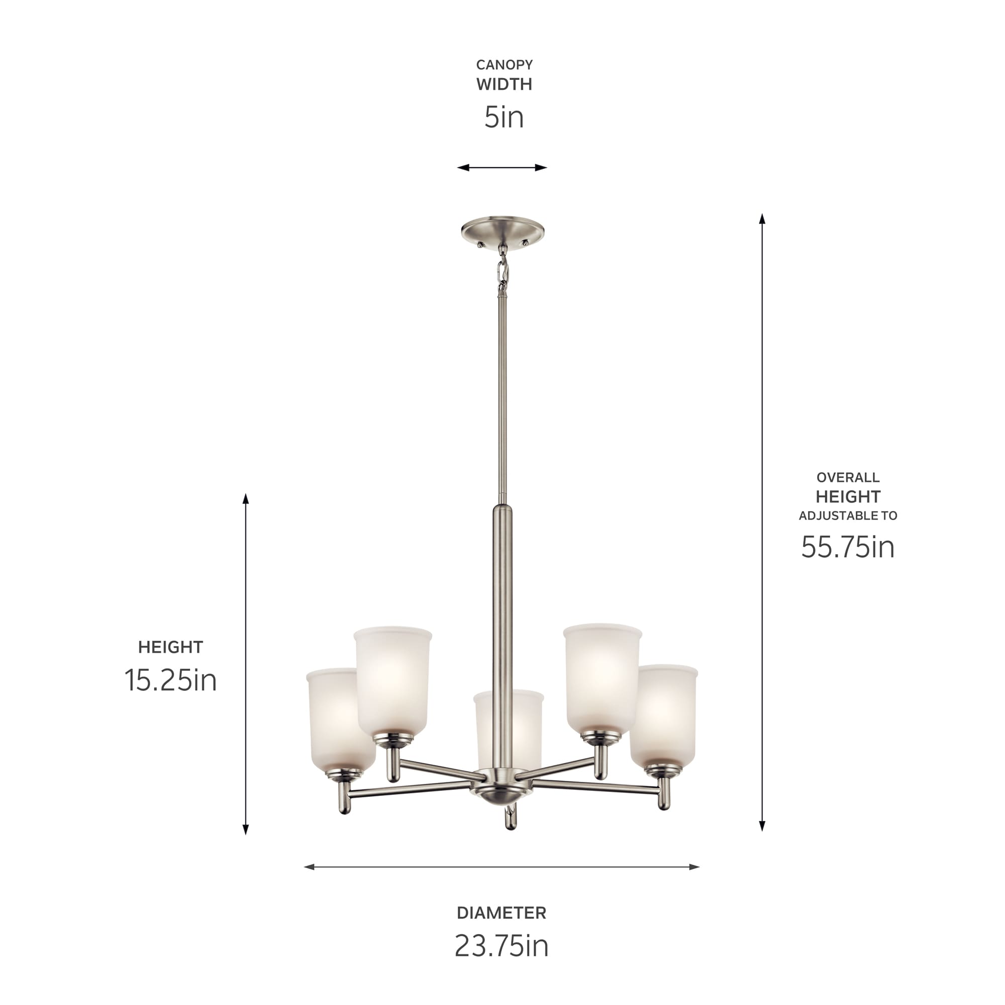 Kichler Shailene 5-Light Brushed Nickel Transitional Chandelier 43671NI ...