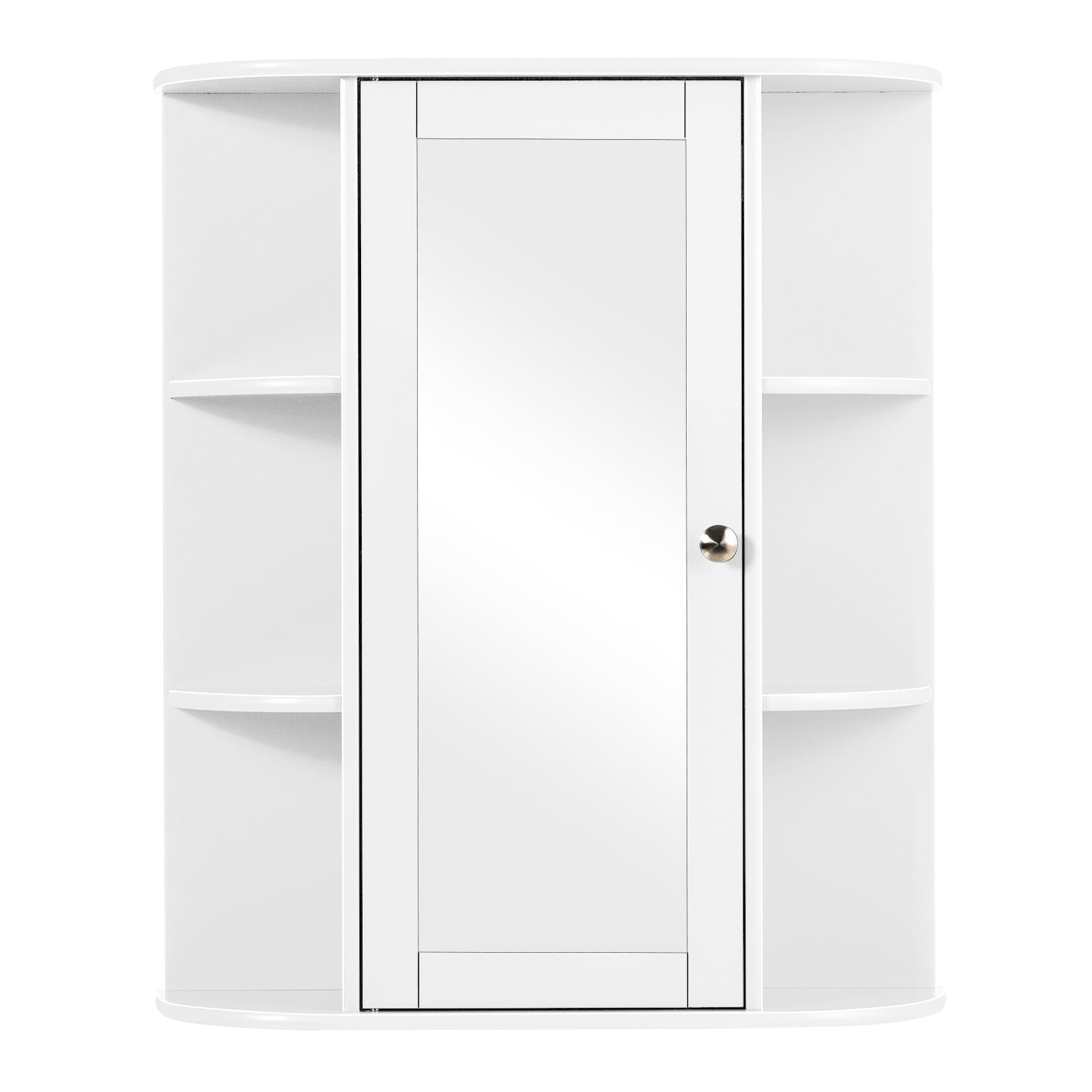 WELLFOR 23.5-in x 28-in Surface Mount Gray Mirrored Medicine Cabinet