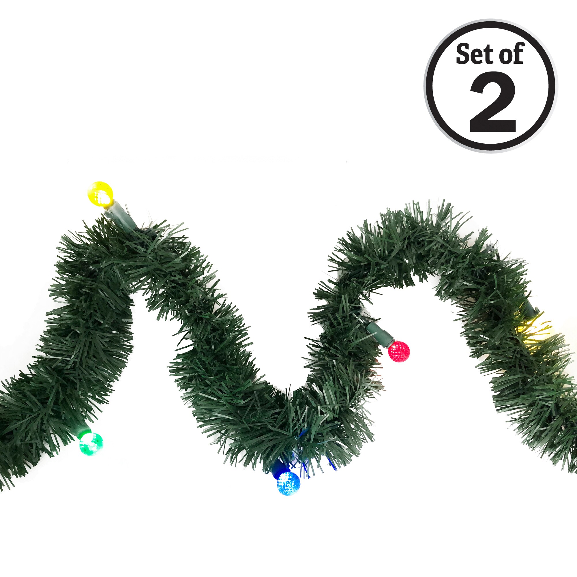 Brite Star 74-358-20 Indoor/Outdoor Pre-lit Electrical outlet 36-Feet Pine Artificial Garland with Multicolor LED Lights