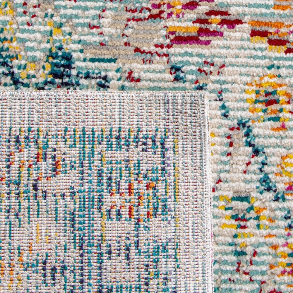 Blue Ivory Hand-knotted Synthetic Rectangular Area Rug