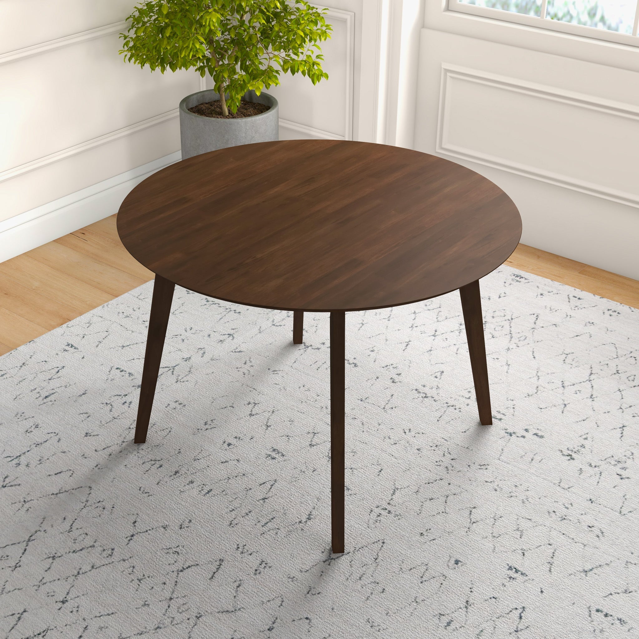 GDFStudio - Paloma Contemporary 43-inch Diameter Circle Pedestal Dining Table with Solid Wood Bas...