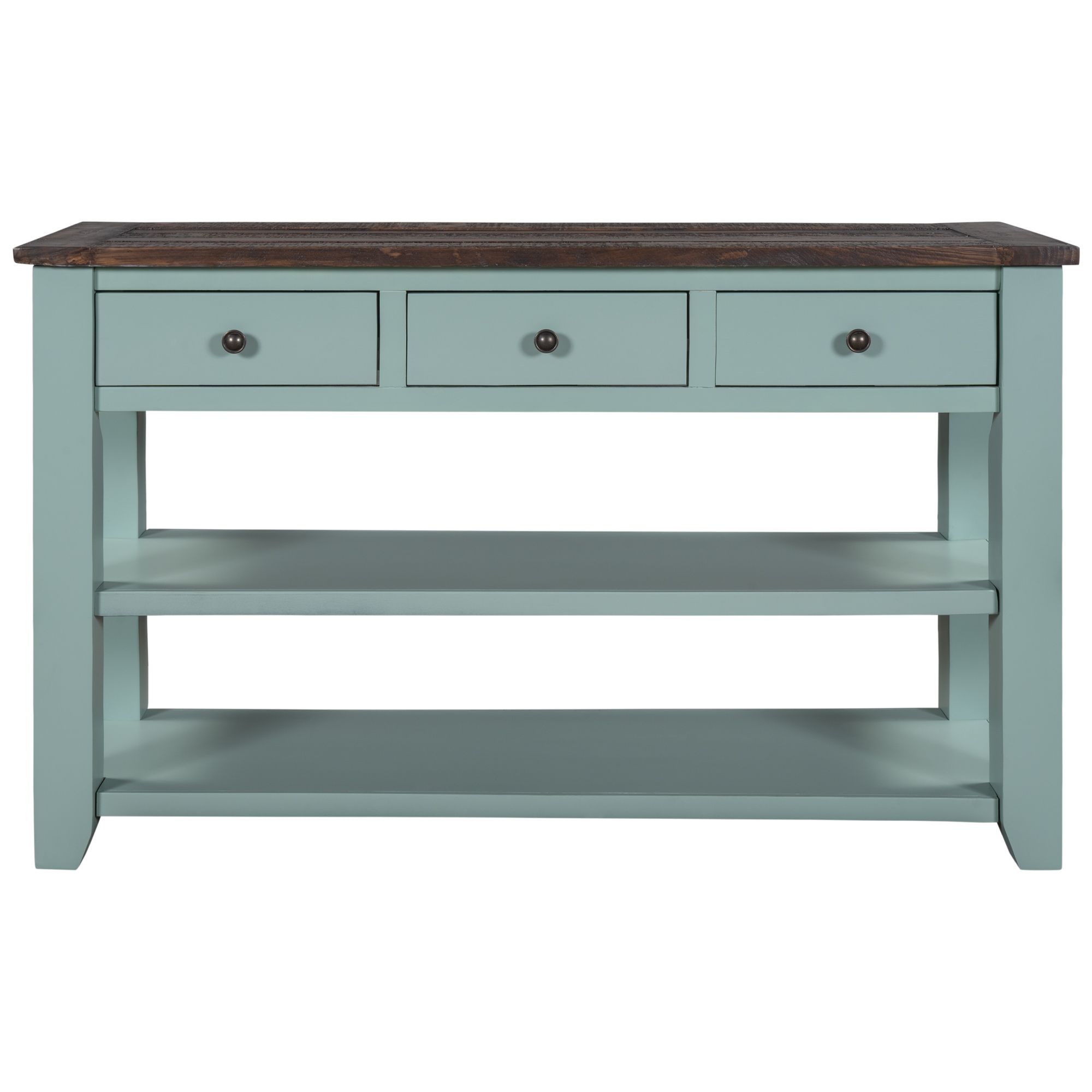 Yiekholo Contemporary Green Console Table with 3 Drawers and Open ...