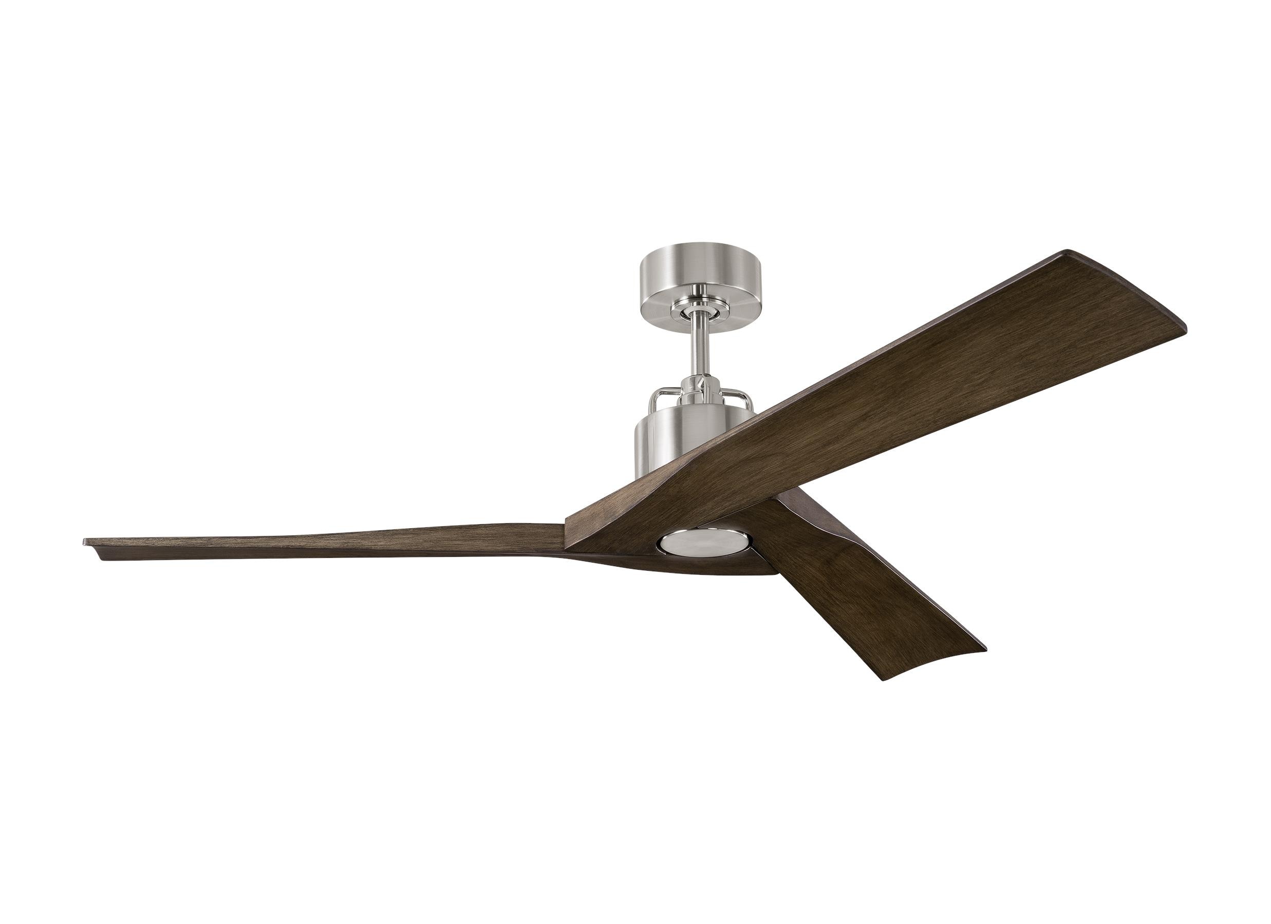 Generation Lighting 3ALMSM52BS Alma Smart 52-in Smart Brushed Steel with Light Grey Weathered Oak Blades Ceiling Fan Light Kit Compatible - Remote Included ( 3 -Blade )