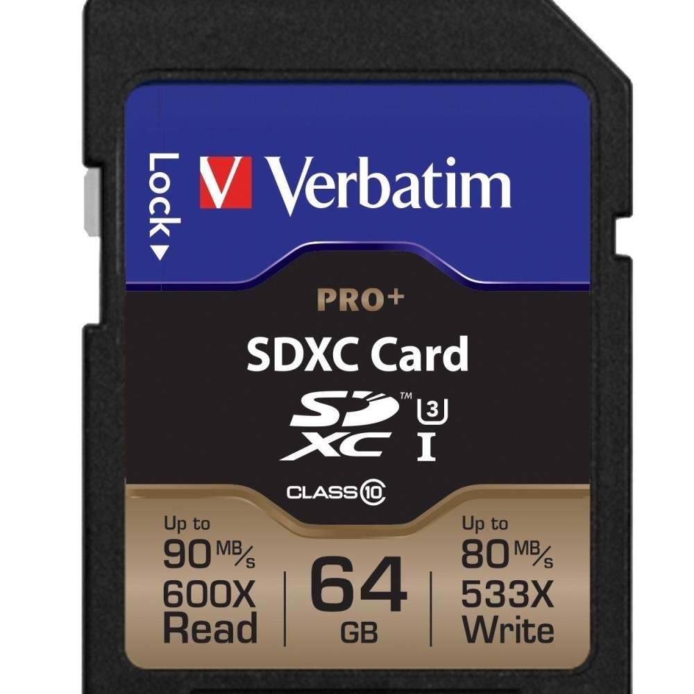 Verbatim DAHD32120  49197 64GB ProPlus 600X SDXC Memory Card, UHS-1 U3 Class 10