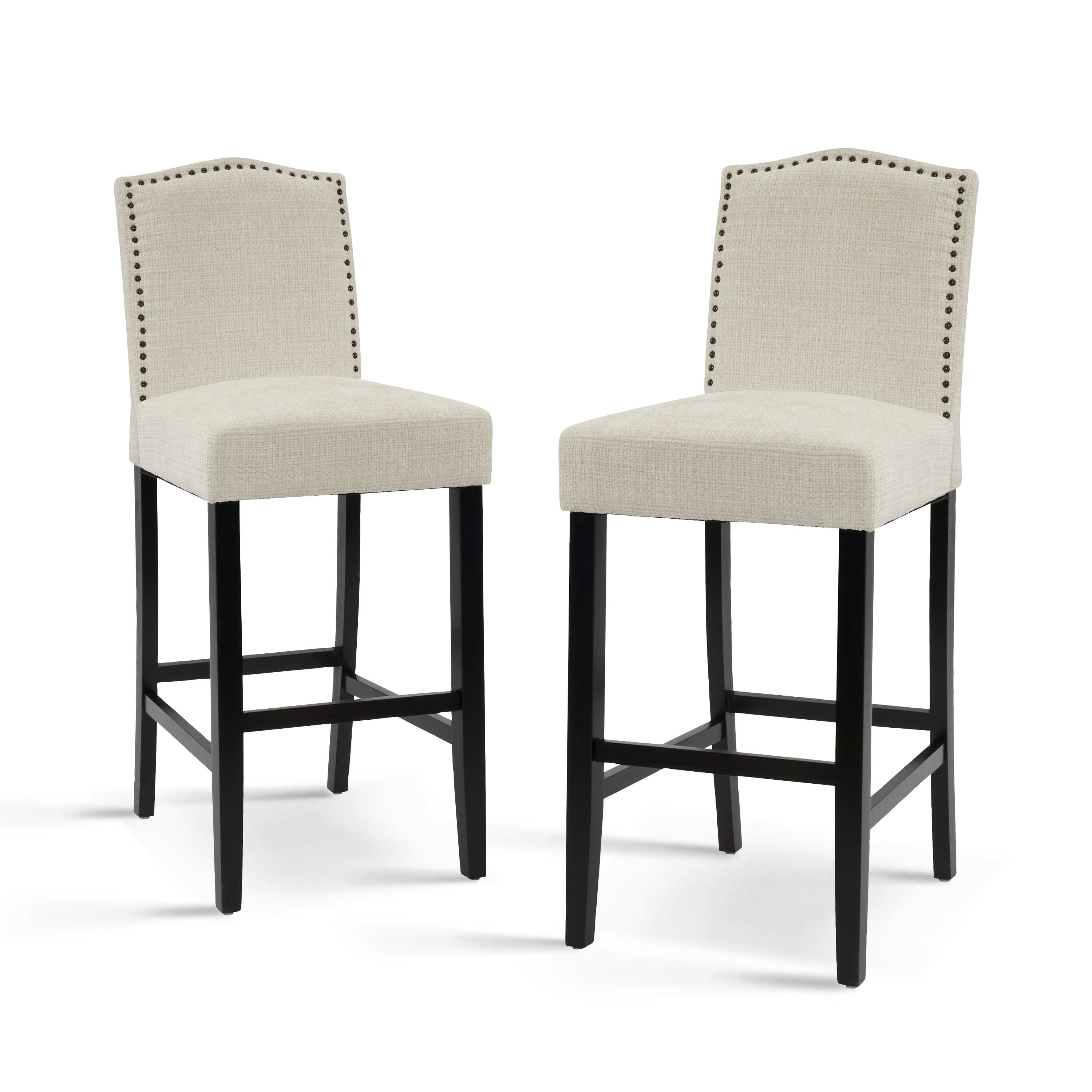 Vynxaria LEXY0163-DJCY-2BEI Beige Barstools Set of 2 Dining Chair