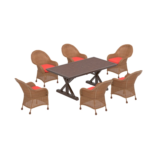 Royal Garden Villamore 7 Piece Brown, Patio Sets With Red Cushions