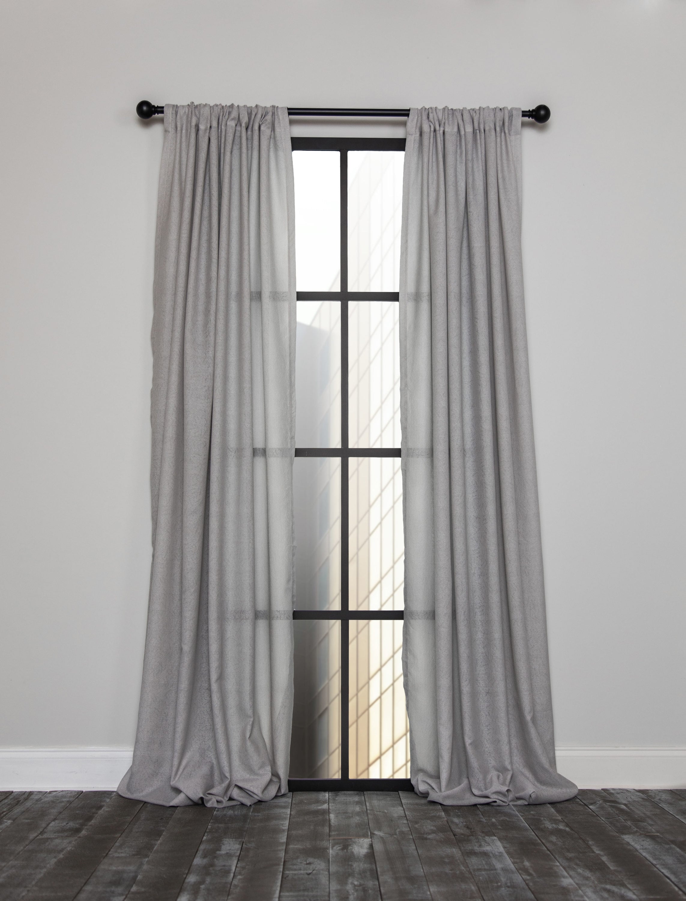 MANOR LUXE ML193295496 96-in Gray Semi-sheer Rod Pocket Single Curtain Panel
