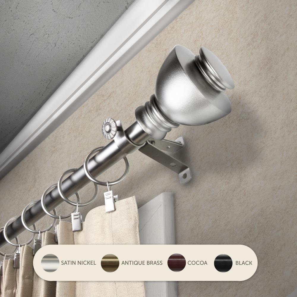 Hart & Harlow L4886-285 13/16-in Willard 28-in to 48-in Satin Nickel Steel Single curtain rod with Finials