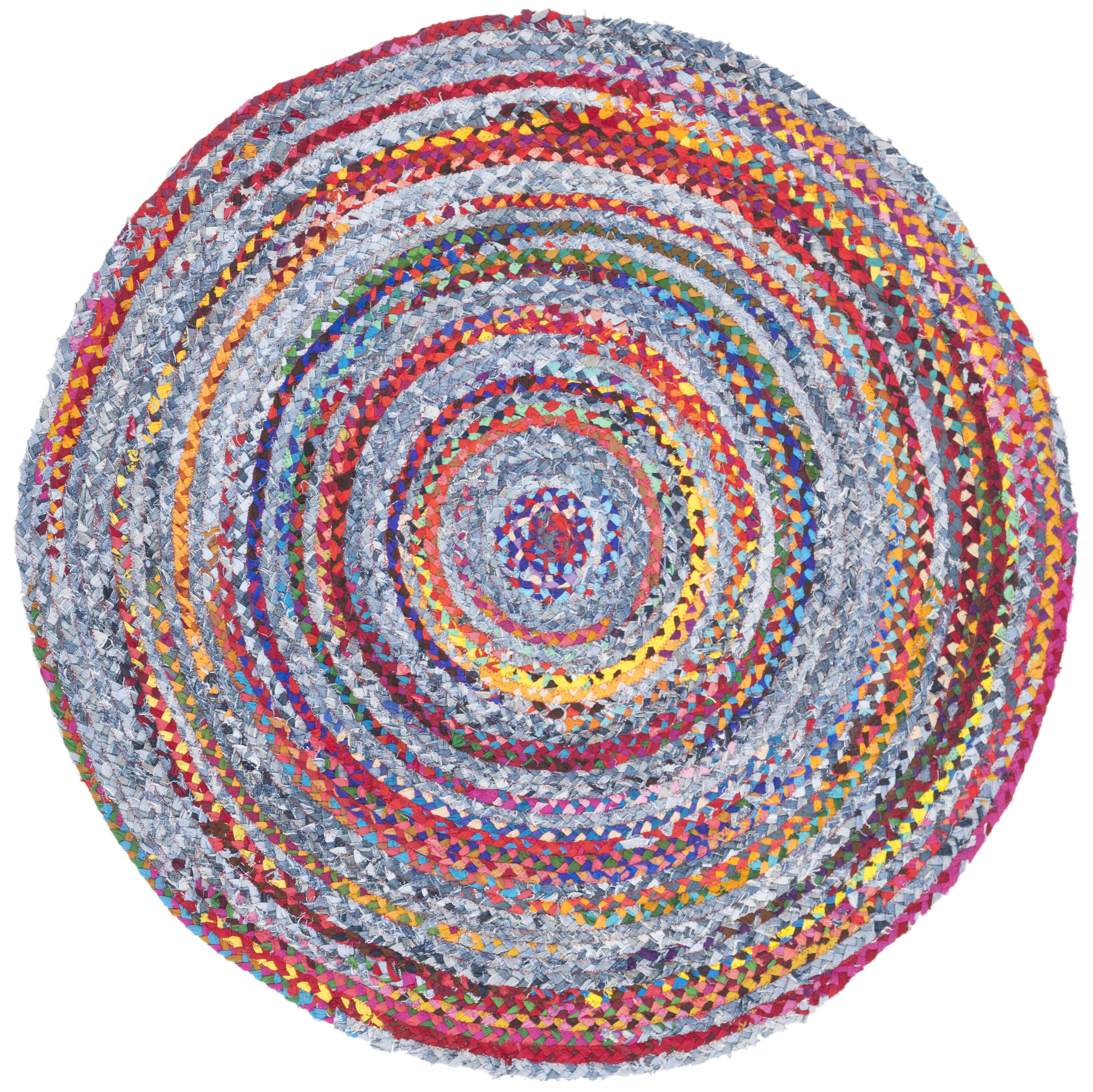 Braided 250L Blue Red 4in x 4in Rug