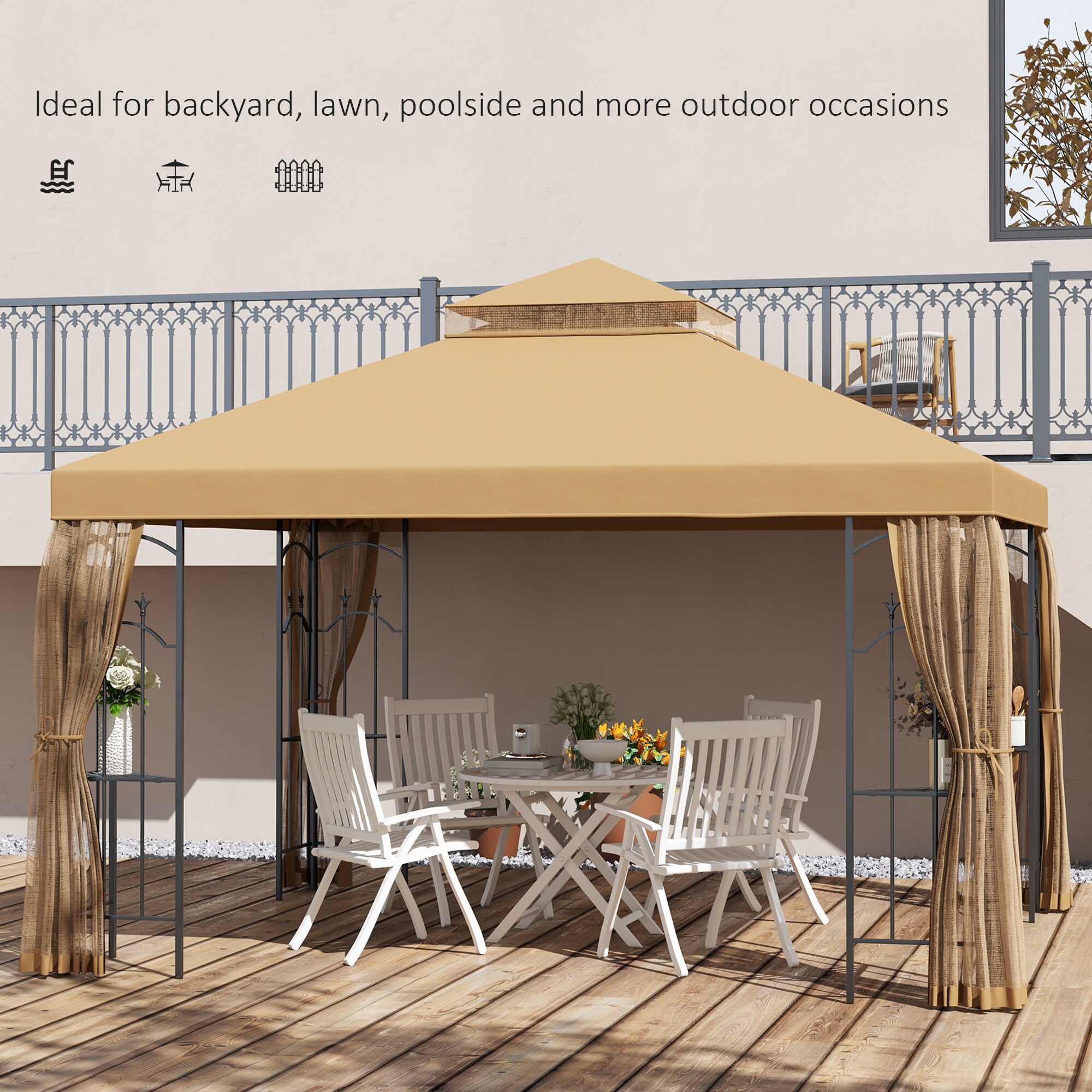Outsunny 84C-028V01BN Wood-Resin-Gazebos - View #5