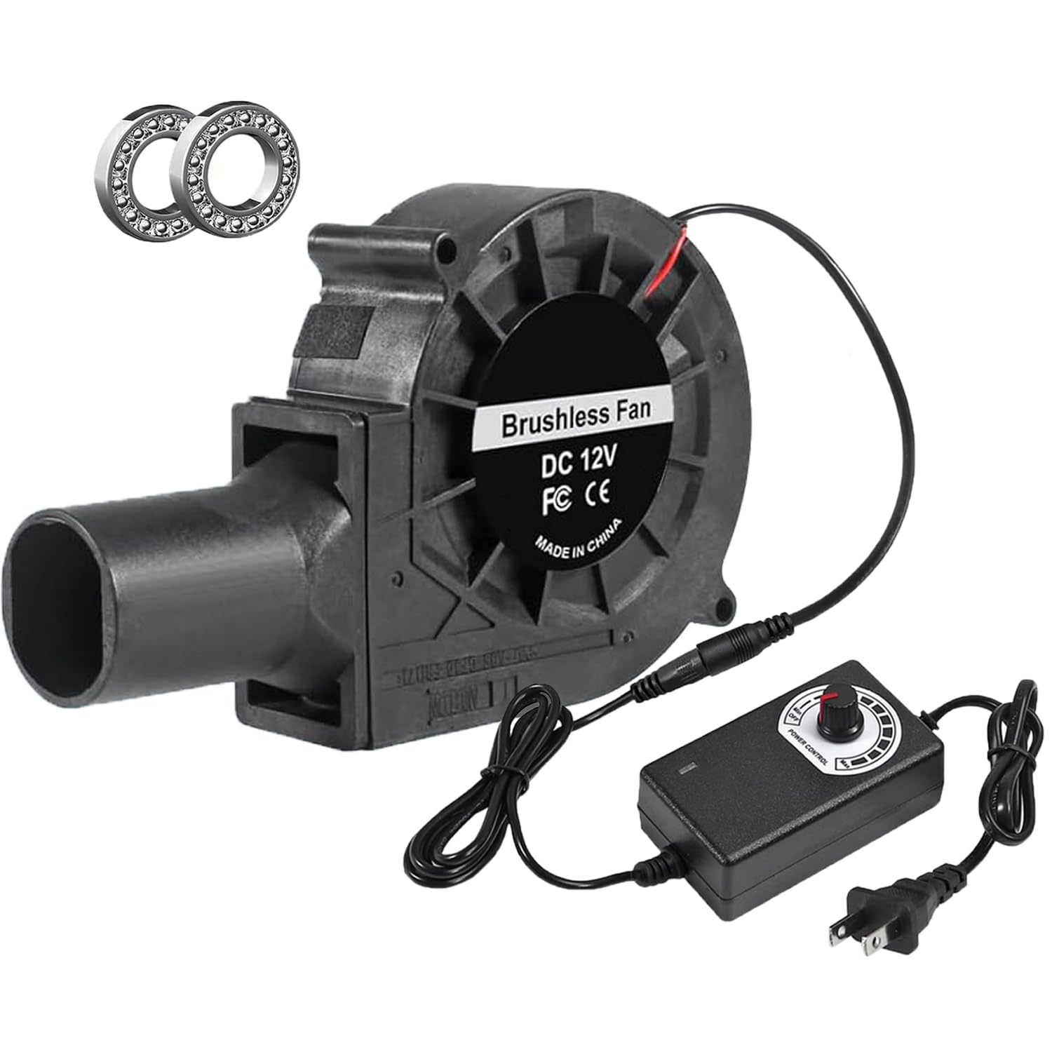 Afoxsos 97mm Blower Fan 12V BBQ Air Mover with AC Plug and Adjustable Speed Controller for Fireplace Wood Stove and Outdoor Cooking #LAF0820F235