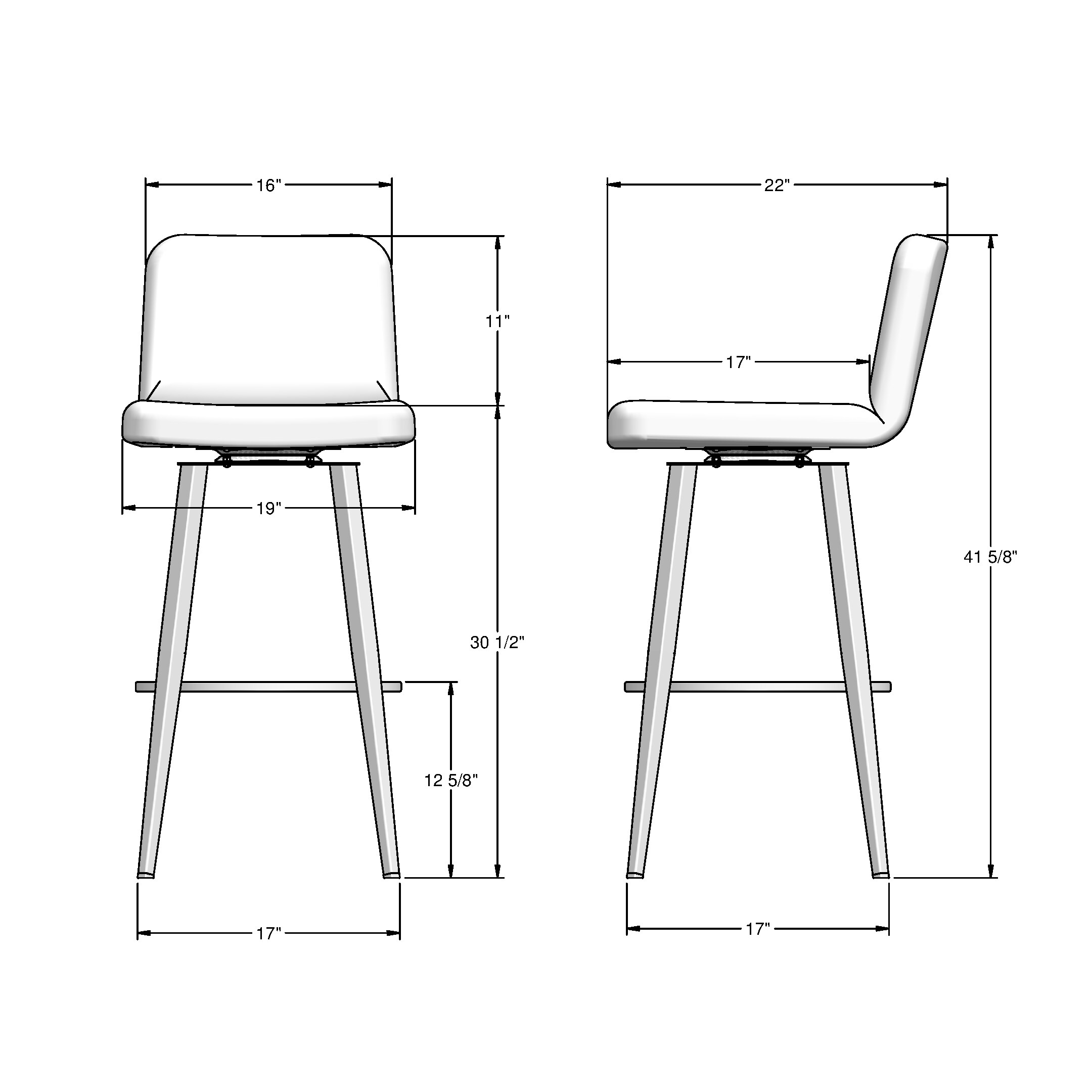 Amisco Betty Light Grey Polyester Black Metal 30 5 In H Bar Height