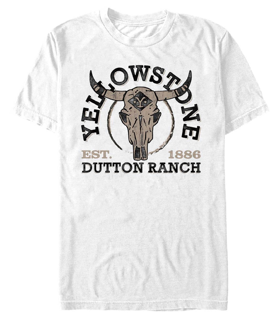YELLOWSTONE 00195566570941 Men's White Knit Short sleeve Graphic T-shirt ( XL )
