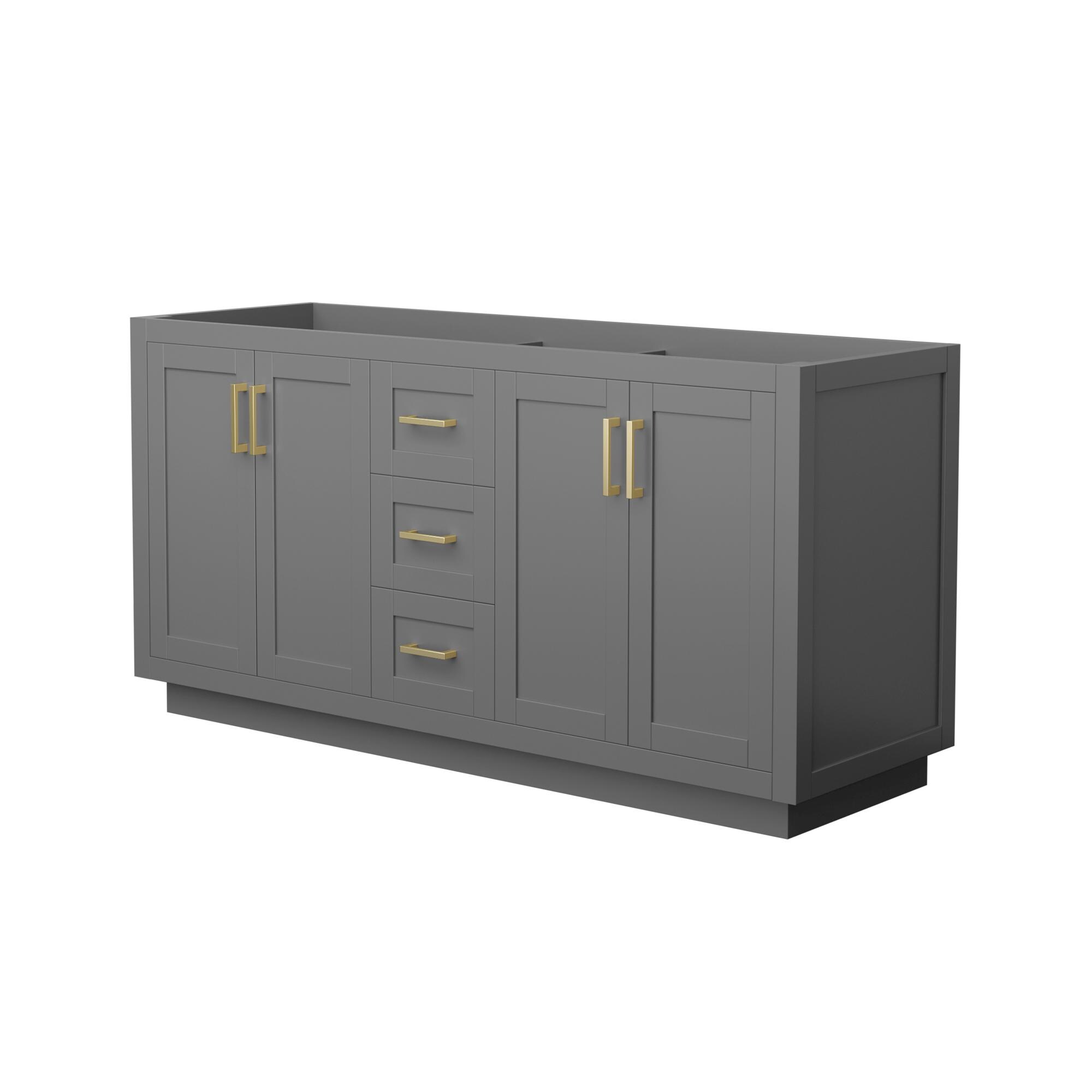 Wyndham Collection WCF292966DGGCXSXXMXX Miranda 66-in Dark Gray with Brushed Gold Trim Bathroom Vanity Base Cabinet without Top