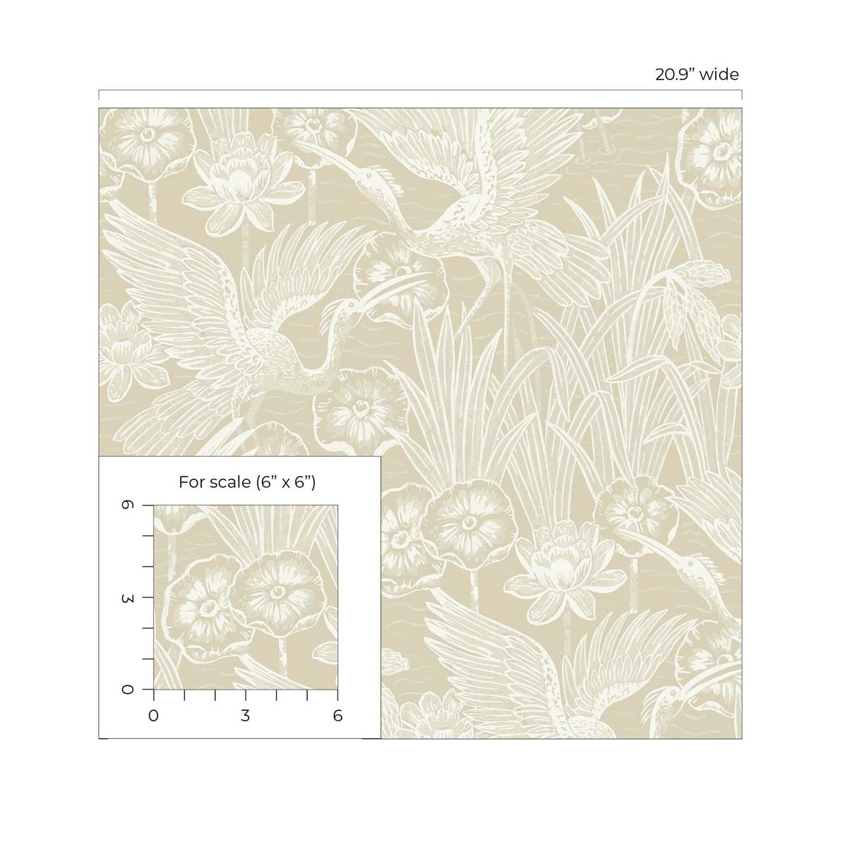 Sand Floral Heron Self-Adhesive Vinyl Wallpaper