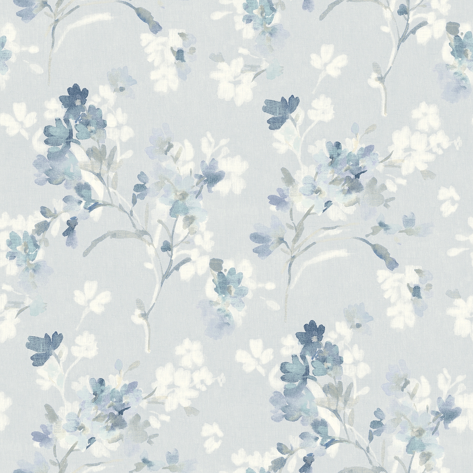 Chesapeake 4134-72526 56.4-Sq. Feet Blue Non-woven Floral Prepasted Soak and Hang Wallpaper