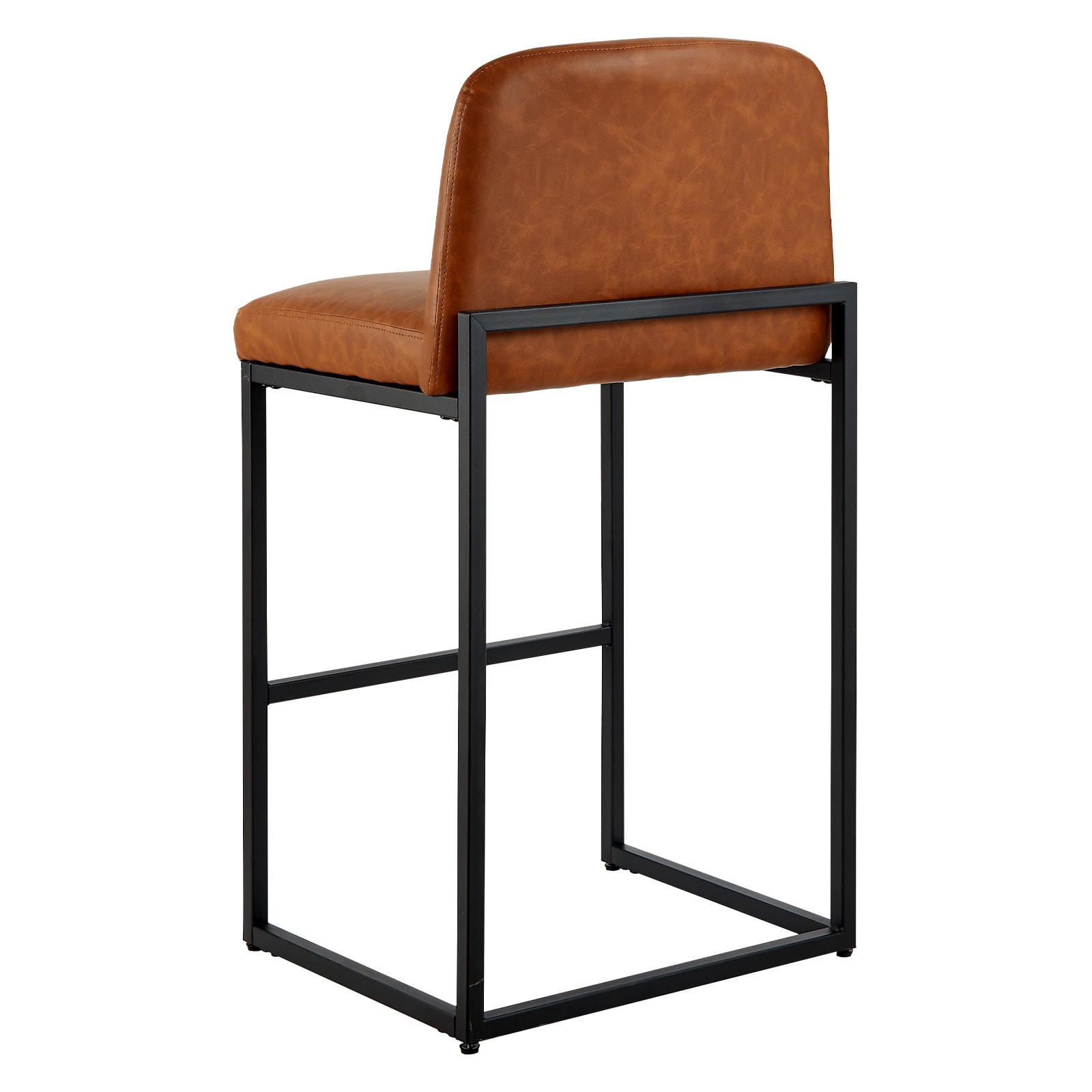 GIVIMO Counter Height Bar Stool Set of 4 27-in Armless PU Leather Barstools with Curved Backrest Metal Legs 330-lb Capacity Each For Kitchen Island and Dining Room Brown