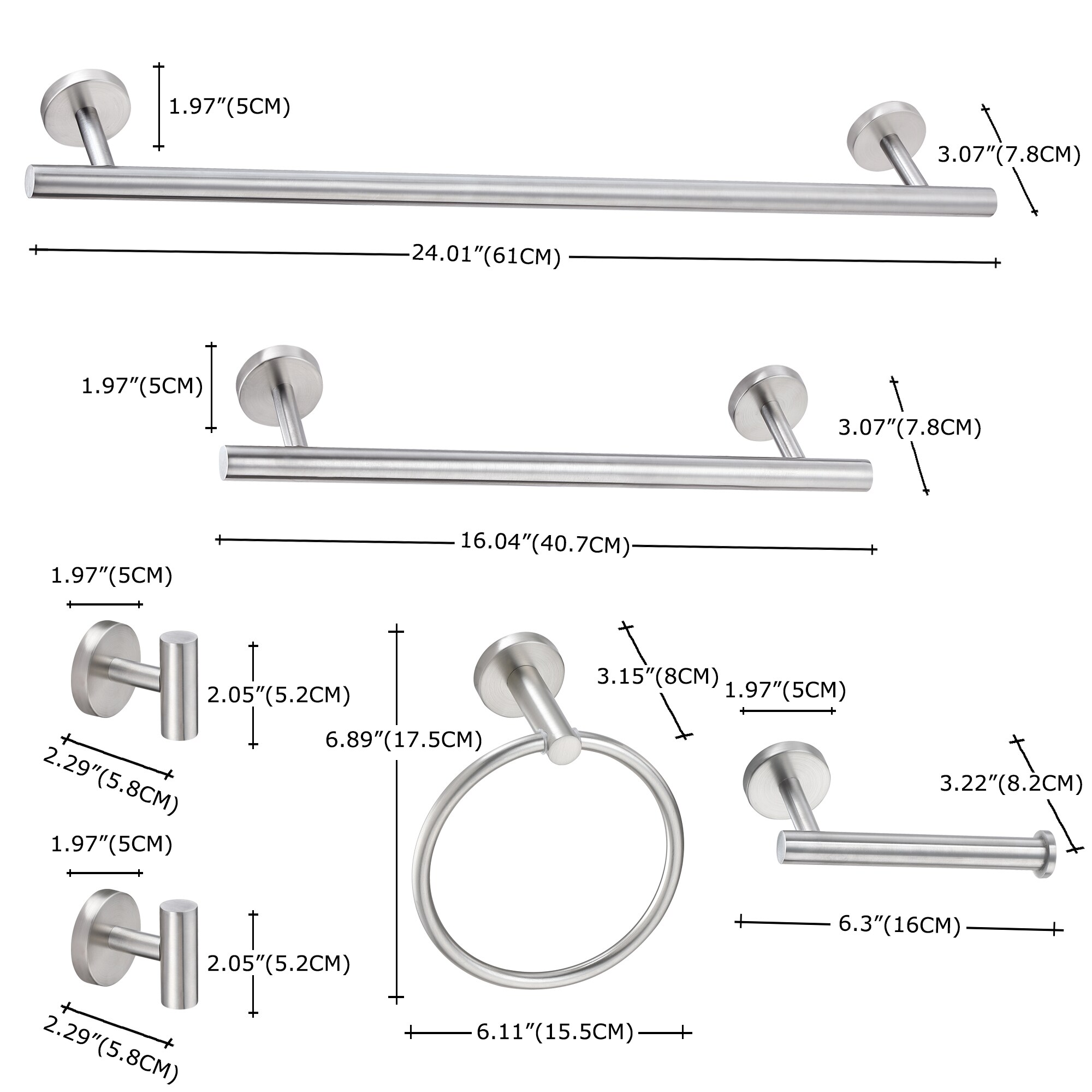 FAYMART LIGHTING FLB2416989-TB-BN Decorative-Bath-Hardware-Kits - View #2