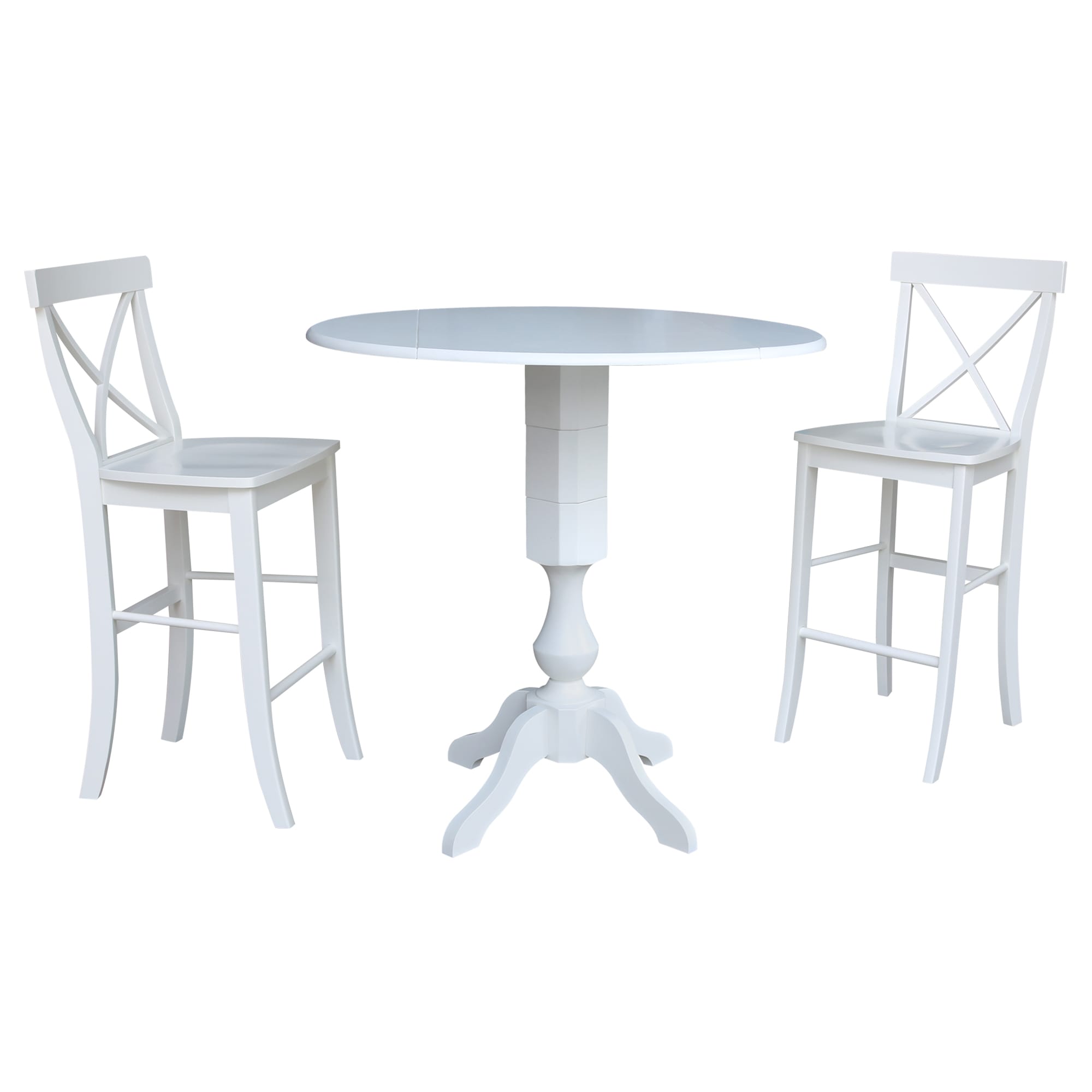 International Concepts K08-42DP-11P-S6133-2 White Casual Dining Room Set with Round Table (Seats 4)