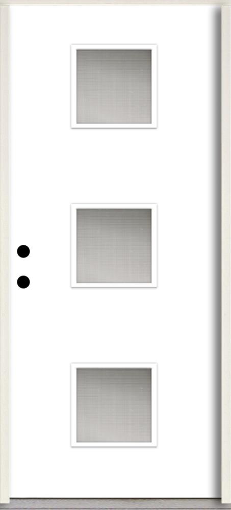 RELIABILT LO1062482 Spotlights 36-in x 80-in x 4-5/8-in Fiberglass 1/4 lite Right-hand inswing Primed Unfinished Prehung Front Door Insulating core