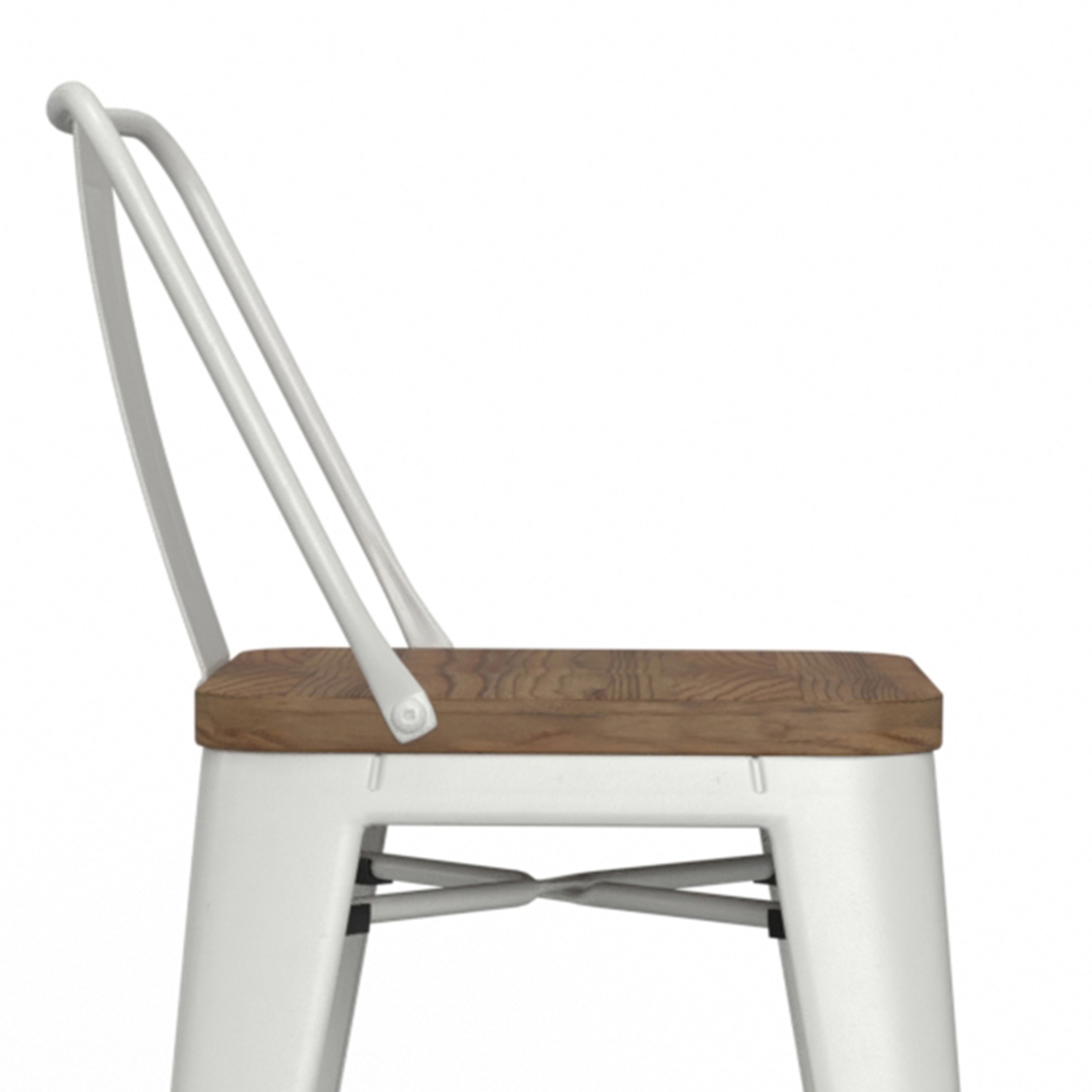 Rayne 24-Inch White Metal and Elm Wood Counter Stool Set