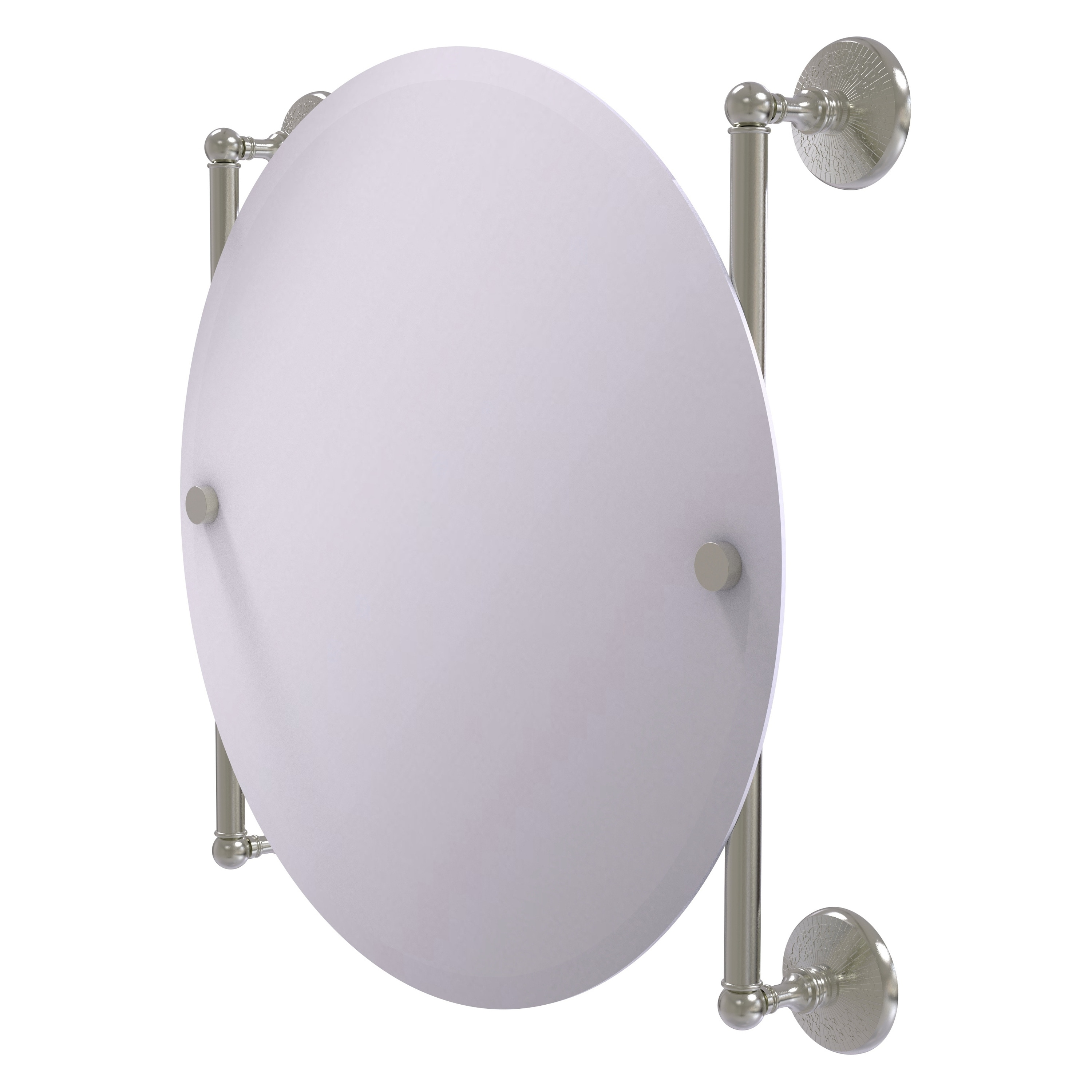 Allied Brass MC-27-90-SN Monte Carlo 22-Inches x 22-Inches Beveled Frameless Round Bathroom Vanity Mirror ( Satin Nickel )