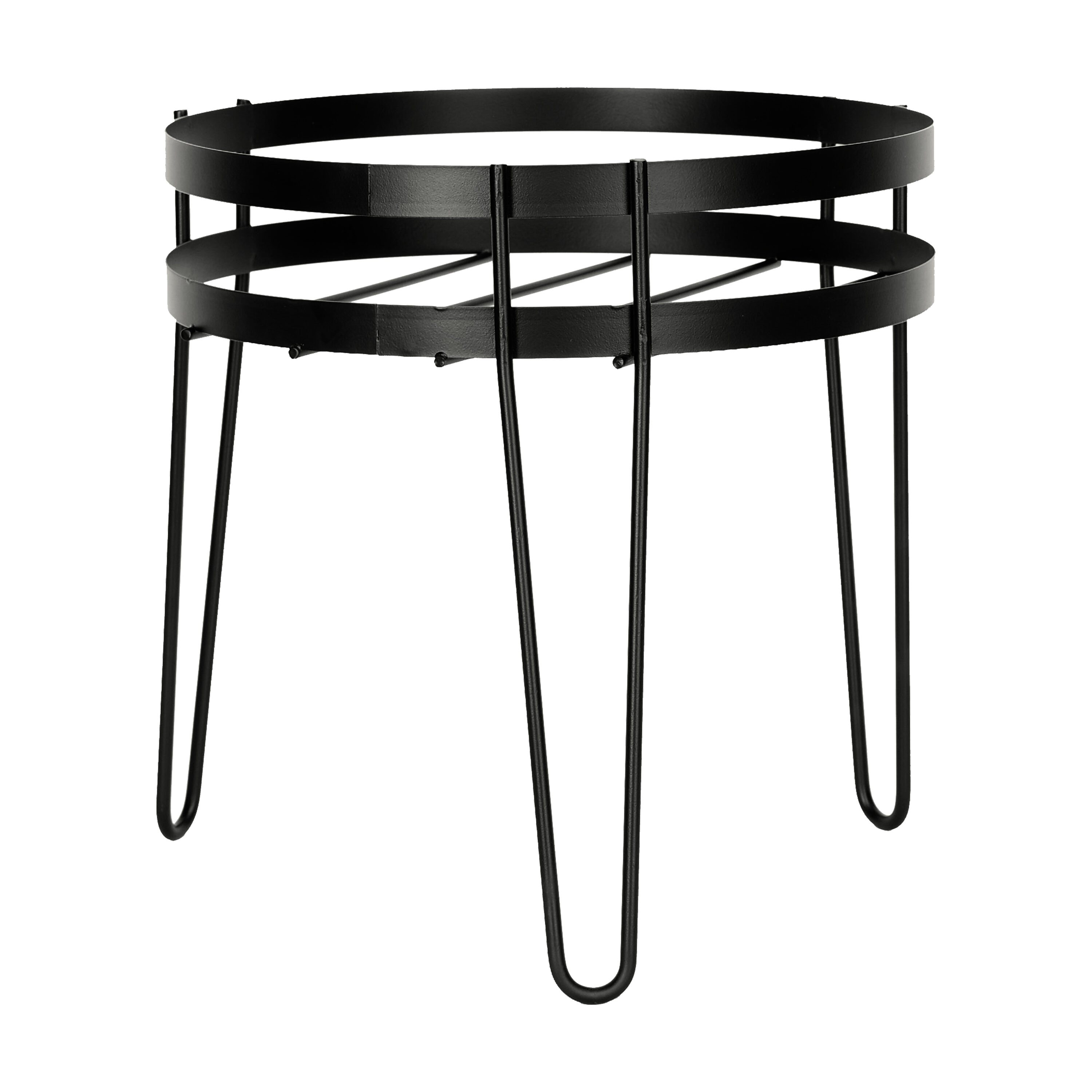 Modern Farmhouse 15-in H x 15-in W Black Indoor/Outdoor Round Steel Plant Stand | - Panacea Products 81414-4