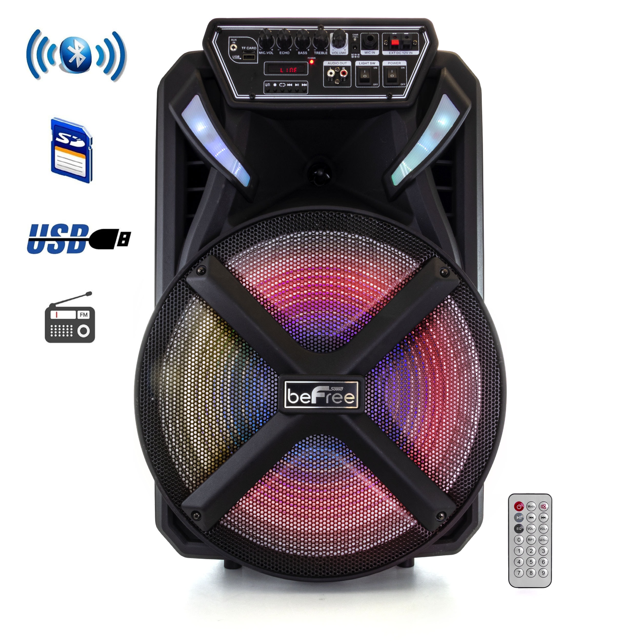 beFree Sound  15 Inch Bluetooth Portable Rechargeable Party Speaker