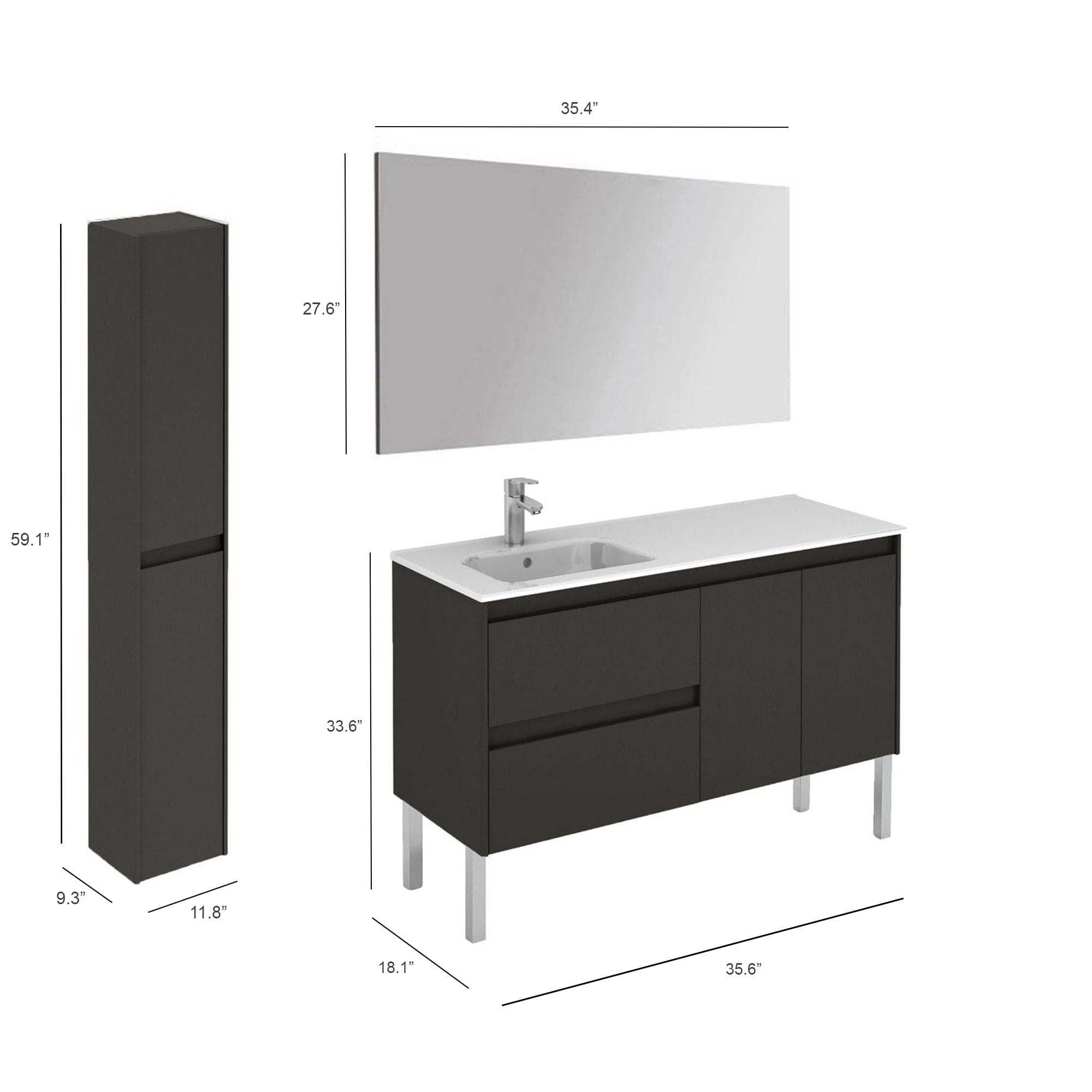 WS Bath Collections AMBRA 120LF PA 2 AN Bath-Vanity-Combo - View #5