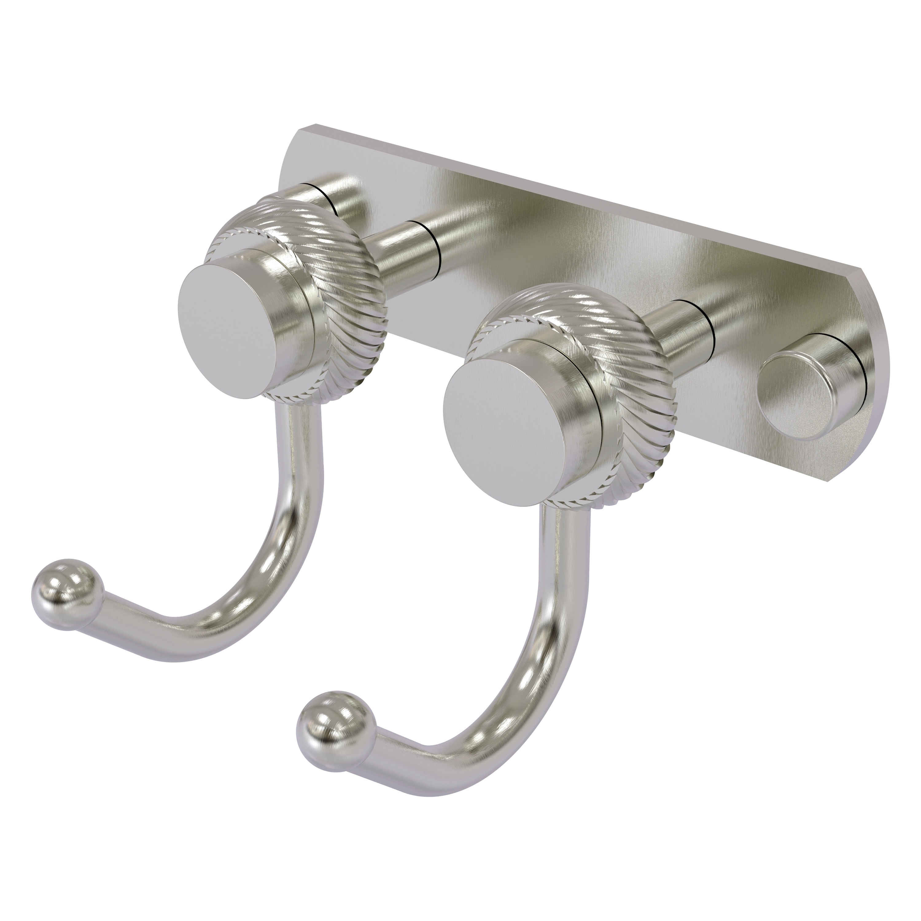 Allied Brass 920T-2-SN Mercury Satin Nickel Double -Hook Wall mount Towel Hook
