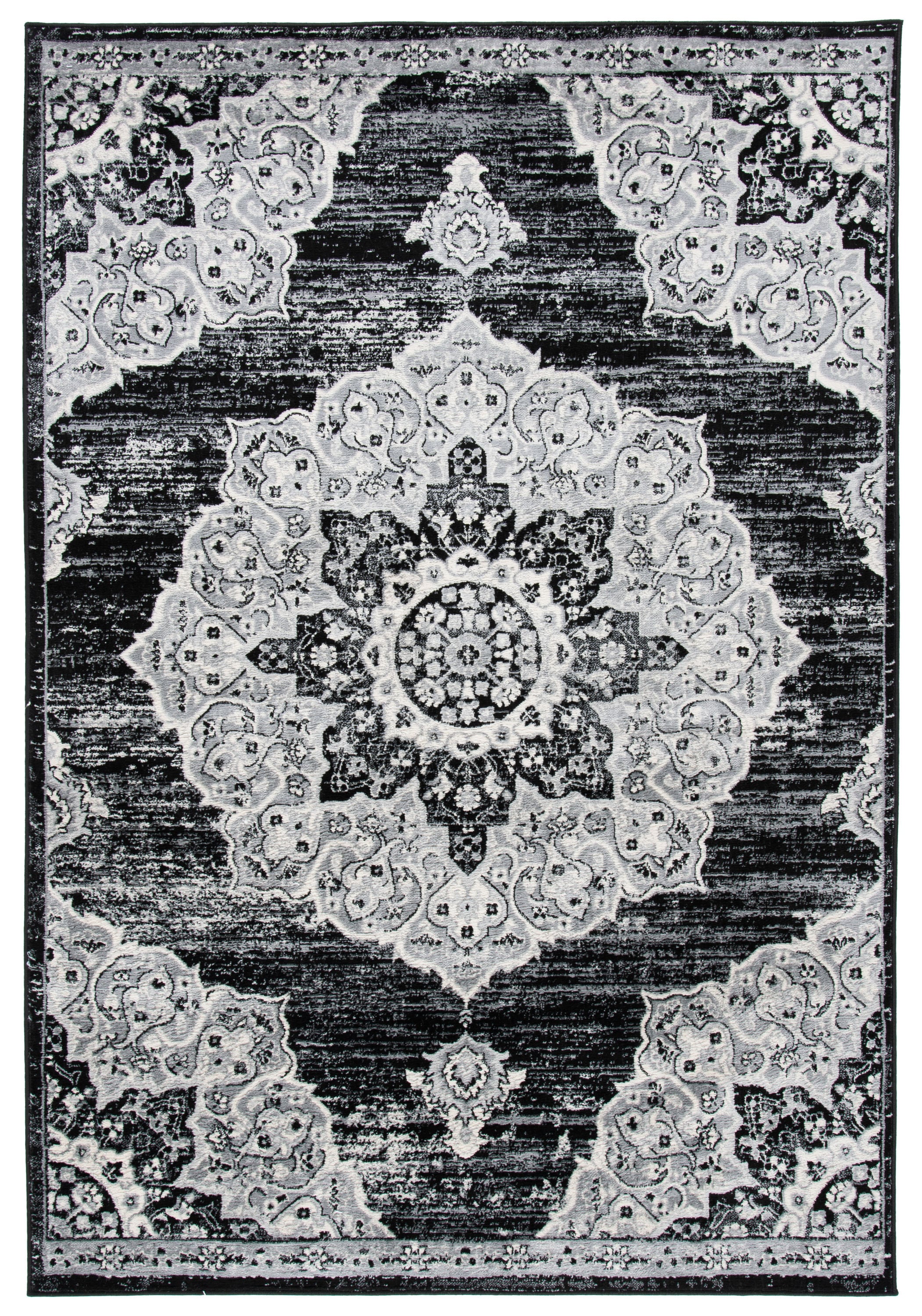 Safavieh BNT802Z-5 Brentwood Coral 5 x 8 (ft) Loomed Polypropylene Black/Gray Rectangular Indoor Distressed/Overdyed Vintage Area rug