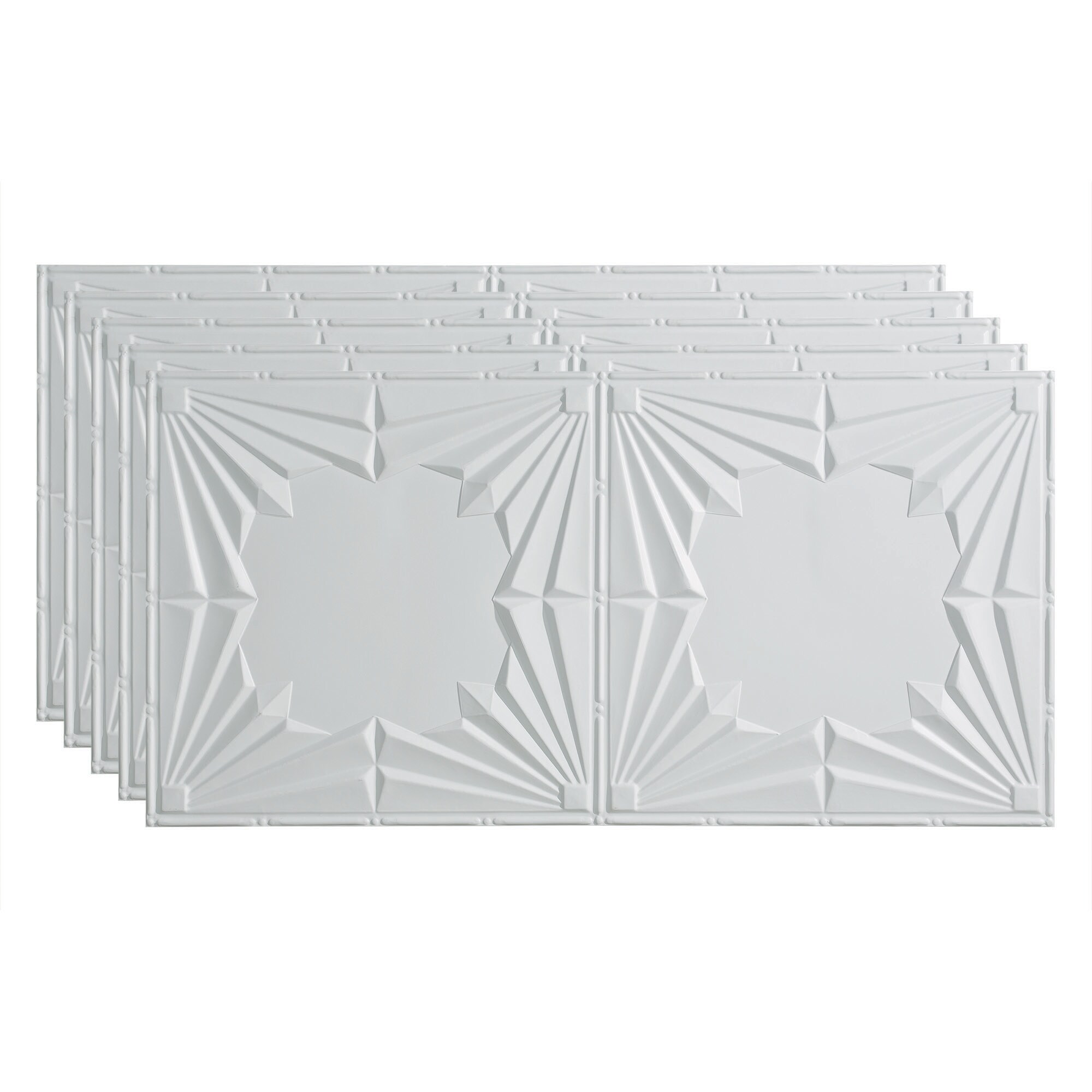 Fasade PG5501 4-ft x 2-ft Art Deco Matte White PVC Surface-mount Ceiling Tile (5-Pack, 40-sq ft / Case)