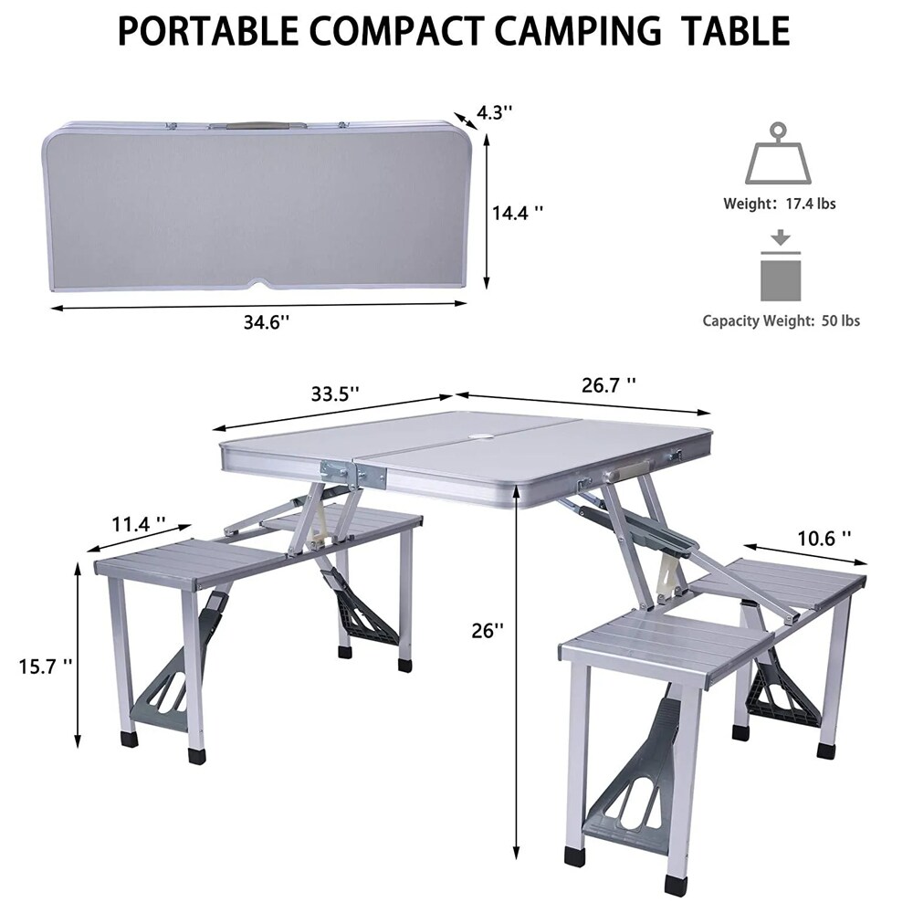 ARB Compact Aluminum Camping Table - 34 x 27.5 x 27.5