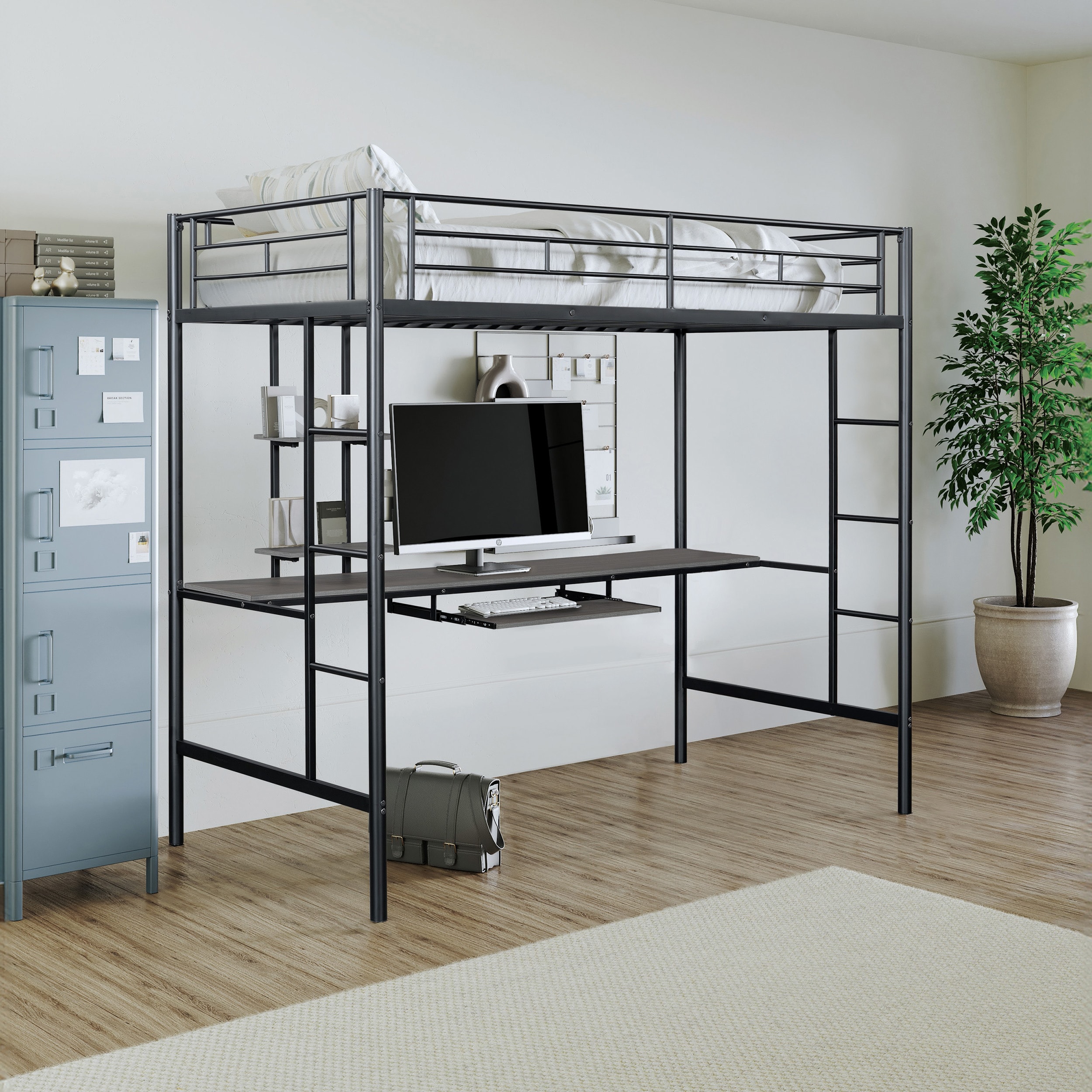 Furniture of America IDF-BK907BK-T Arthur Black Twin loft Bunk Bed