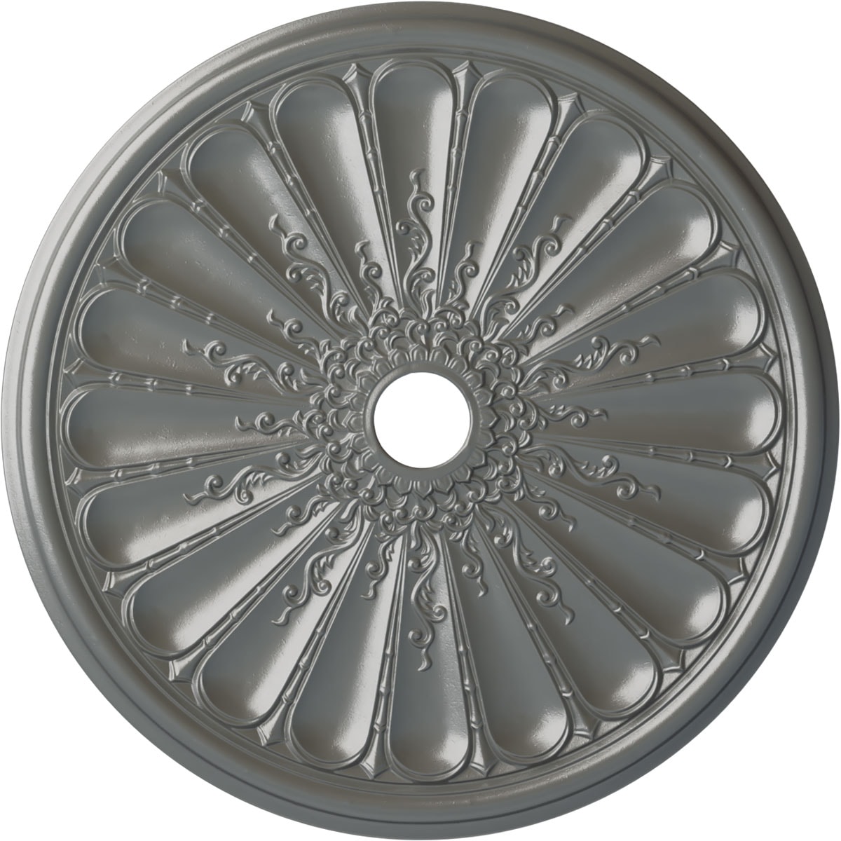 Ekena Millwork CM31KISLS Kirke 31.5-in W x 31.5-in L Painted Silver Polyurethane Whole Ceiling Medallion