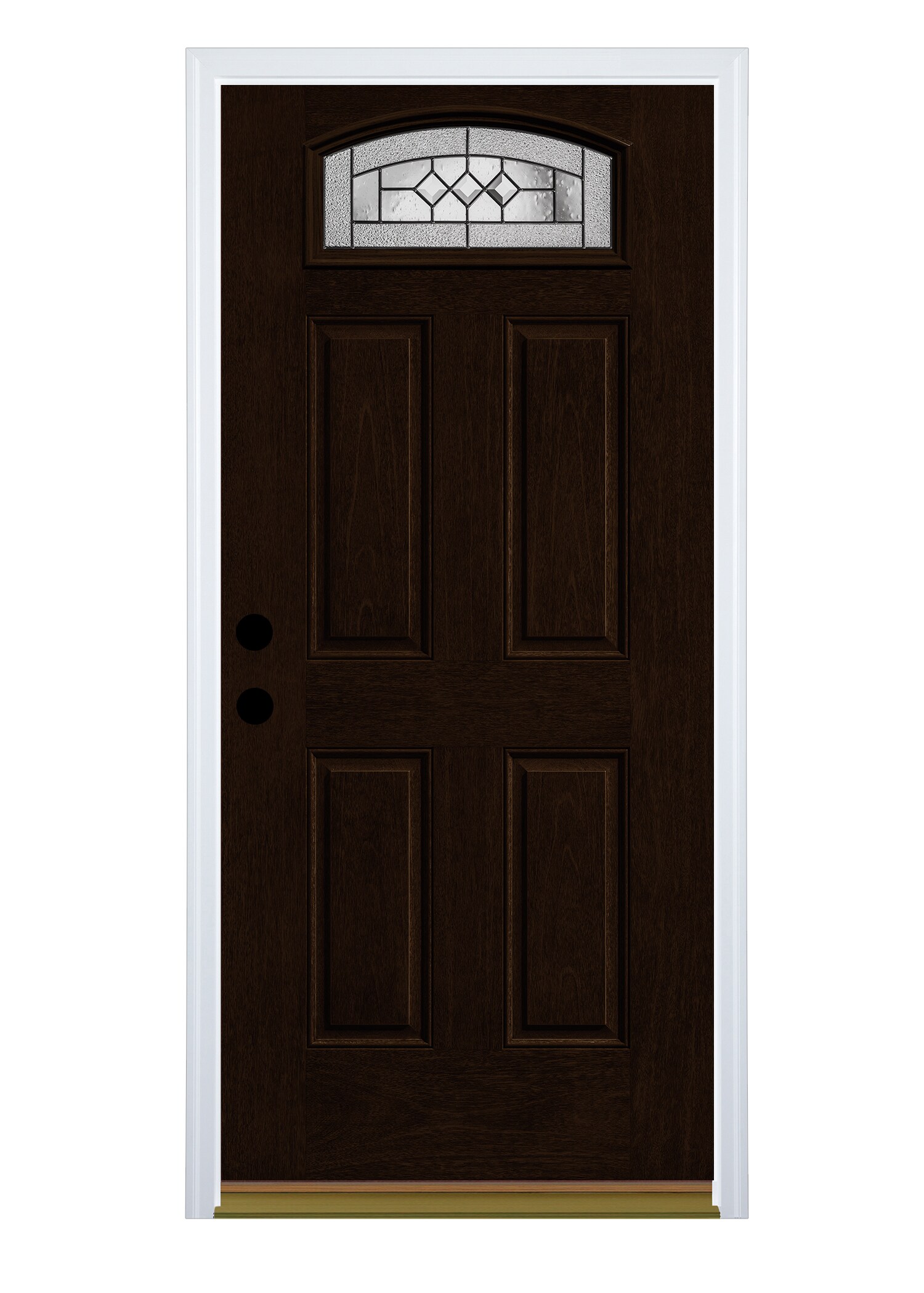 Therma-Tru Benchmark Doors TTB639425SOS Parson 36-in x 80-in Fiberglass 1/4 Lite Right-Hand Inswing Dark Elm Stained Single Front Door with Brickmould Insulating Core