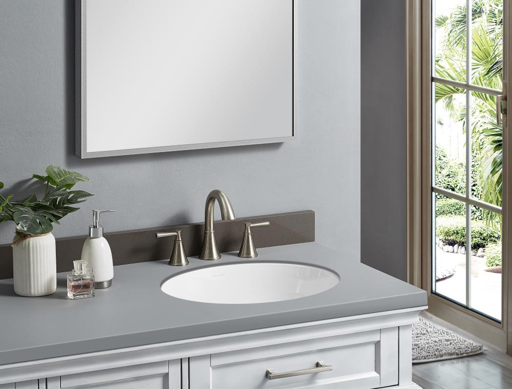 allen + roth White Drop-In Rectangular Traditional Bathroom Sink (21.26-in  x 18.5-in) at