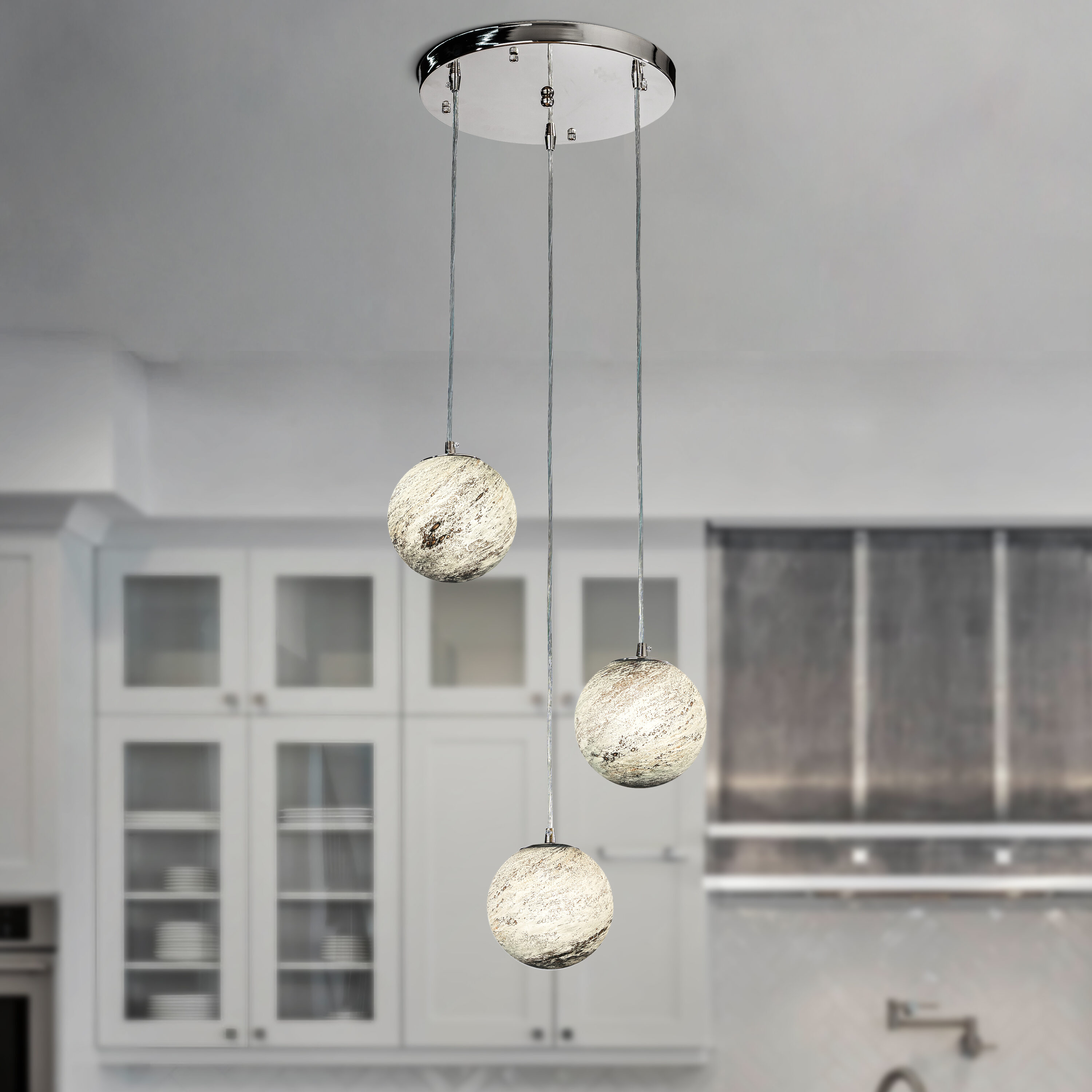 AloaDecor Lighting L7132G01A 3 -Light Polished Gray Modern/contemporary For Use in Bedrooms, Dining Rooms, Foyers, Kitchens, Living Rooms Chandelier