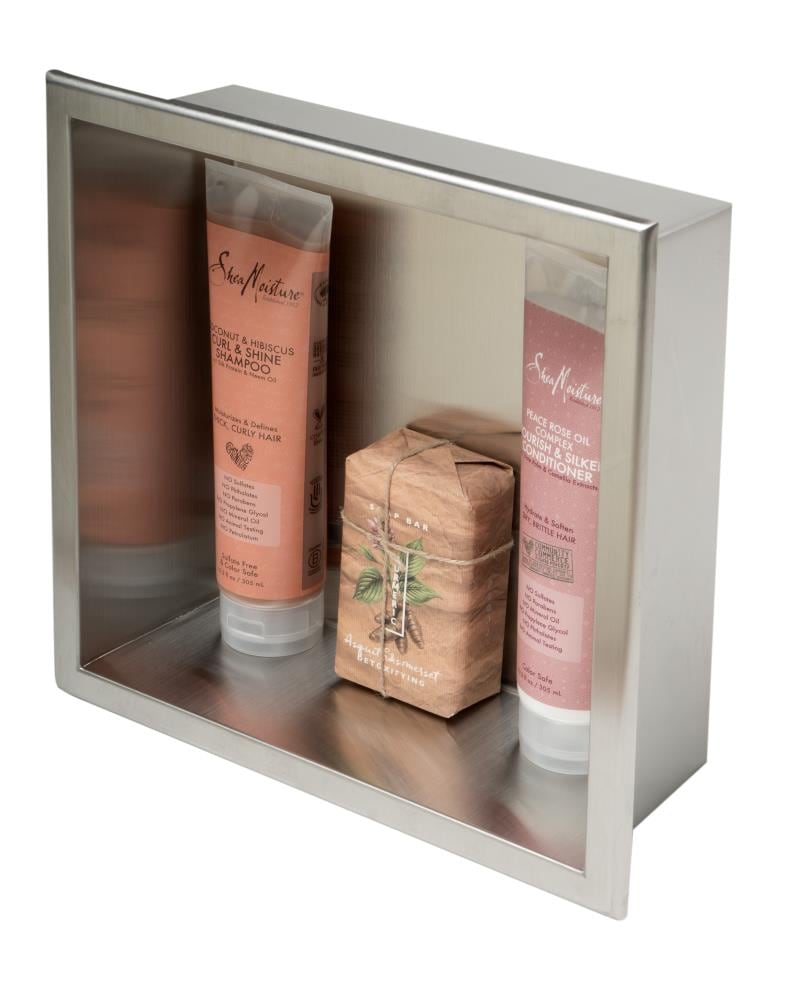 Brass Shampoo Holder Mounted Glass Cabinet , Stainless Shampoo