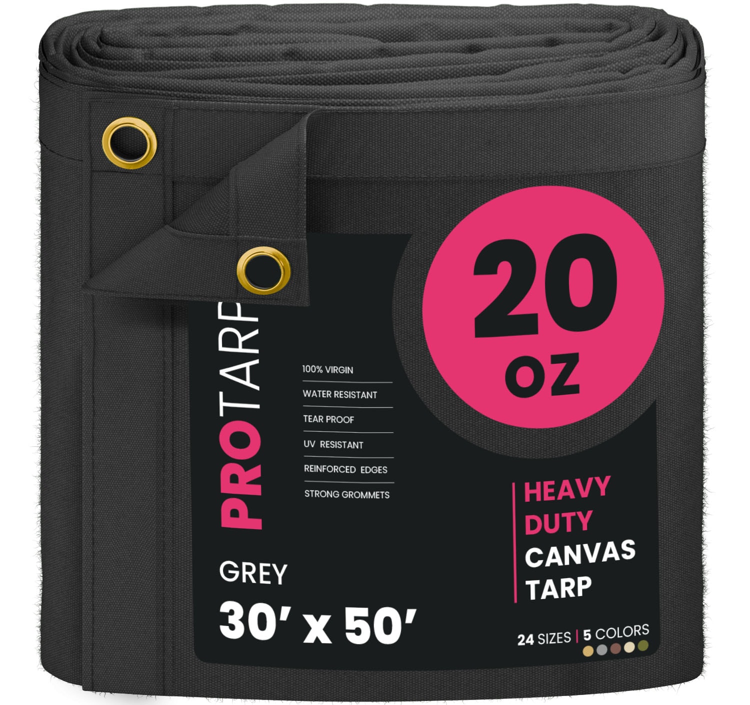 PROTARP PT-401-30X50 30-ft x 50-ft Gray Waterproof Standard Polyester 36-mil Tarp