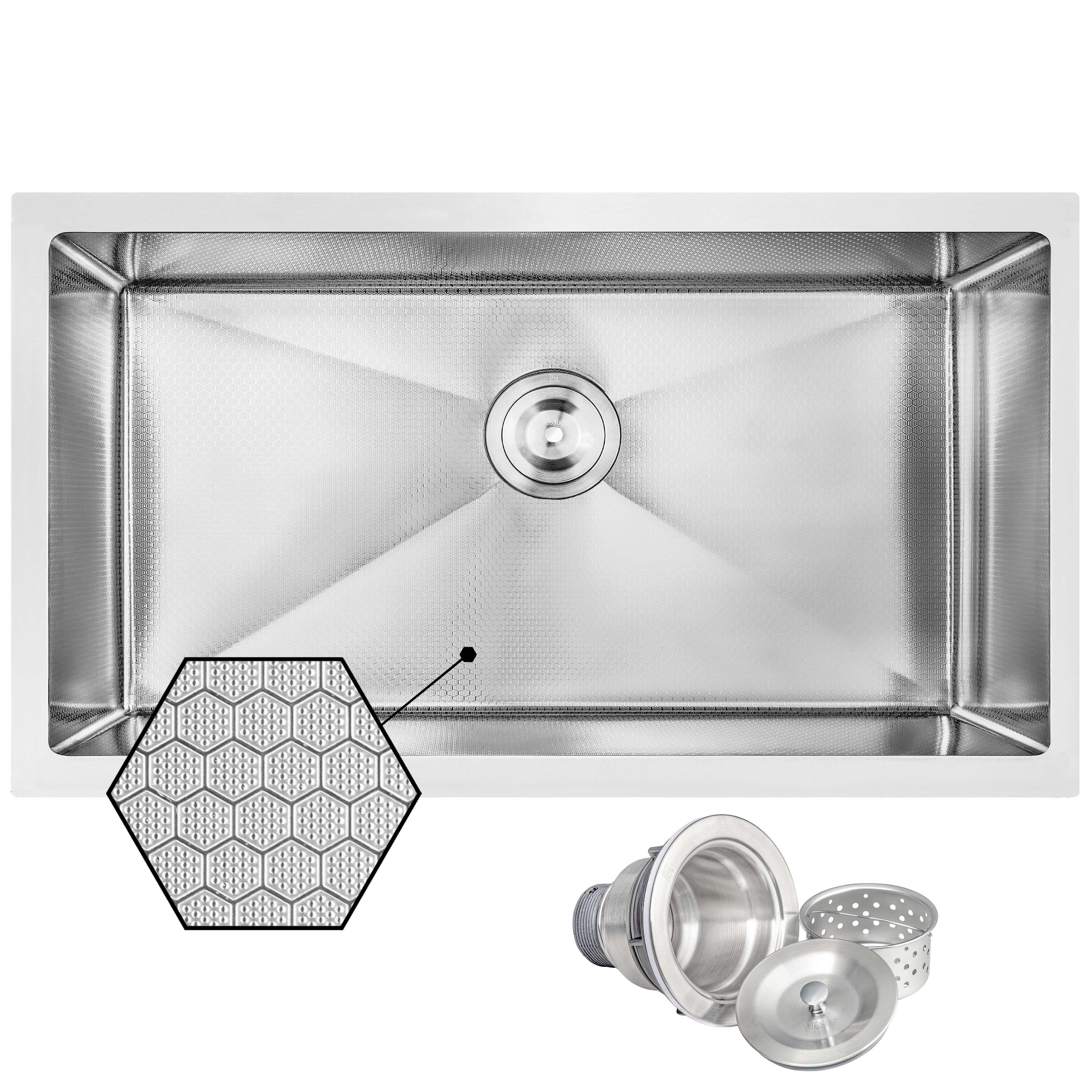 AKDY KS0515 HEX Undermount 32-in x 19-in Stainless steel Single bowl Kitchen Sink